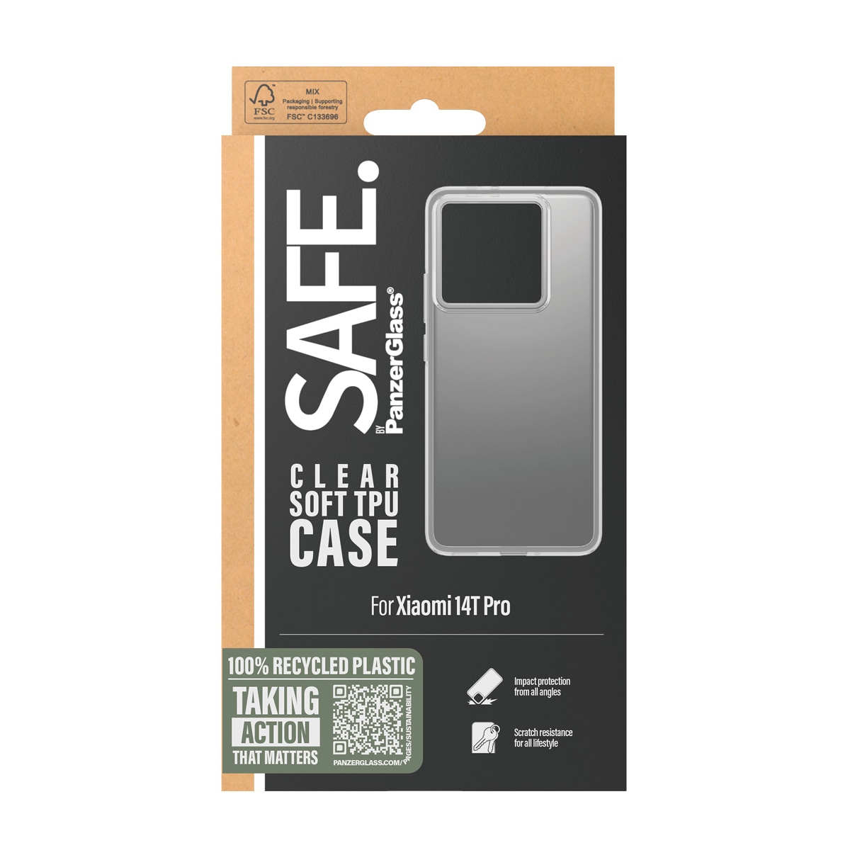SAFE by PanzerGlass Handyhülle »Soft TPU Case für Xiaomi 14T Pro«, Backcover, Schutzhülle, Handyschutzhülle, Case, Schutzcase, stoßfest