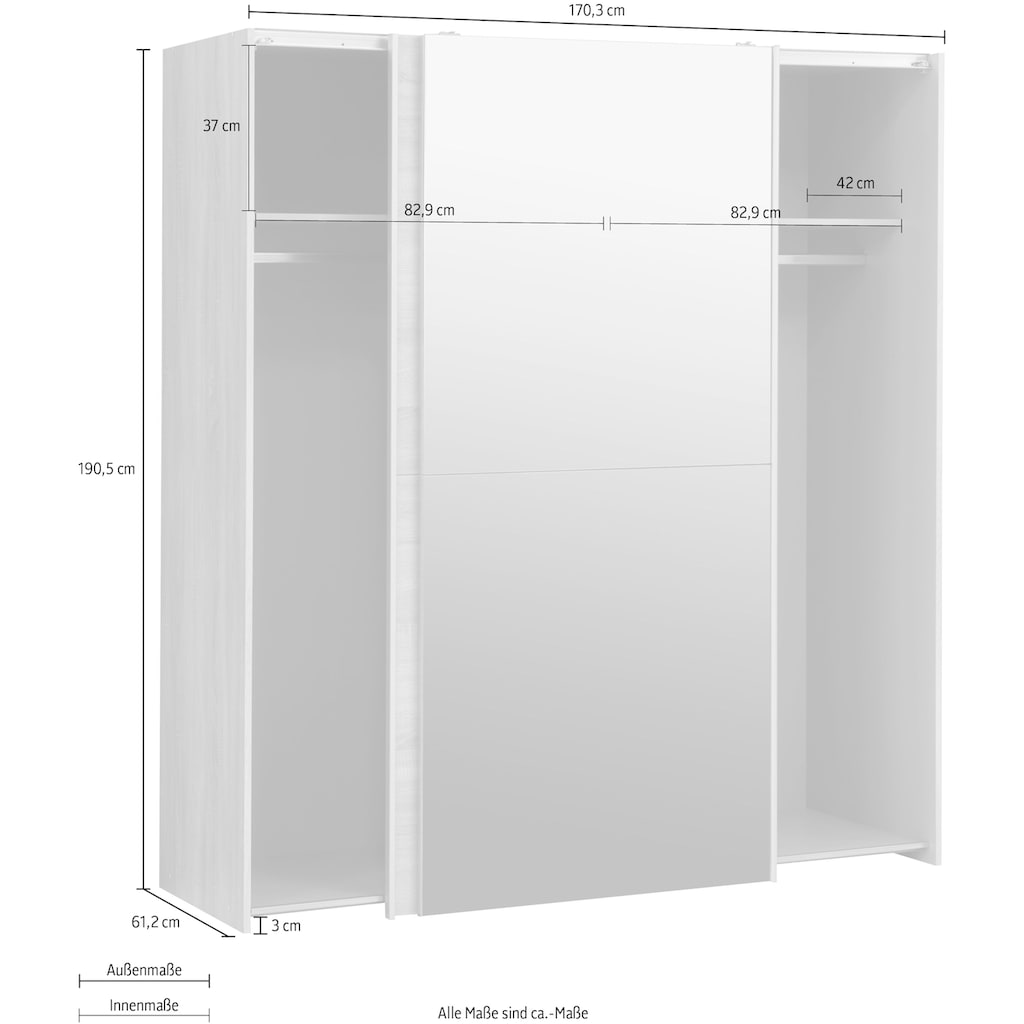 FORTE Schwebetürenschrank »"White Kiss", Made in Europe, ideal für kleine Räume«