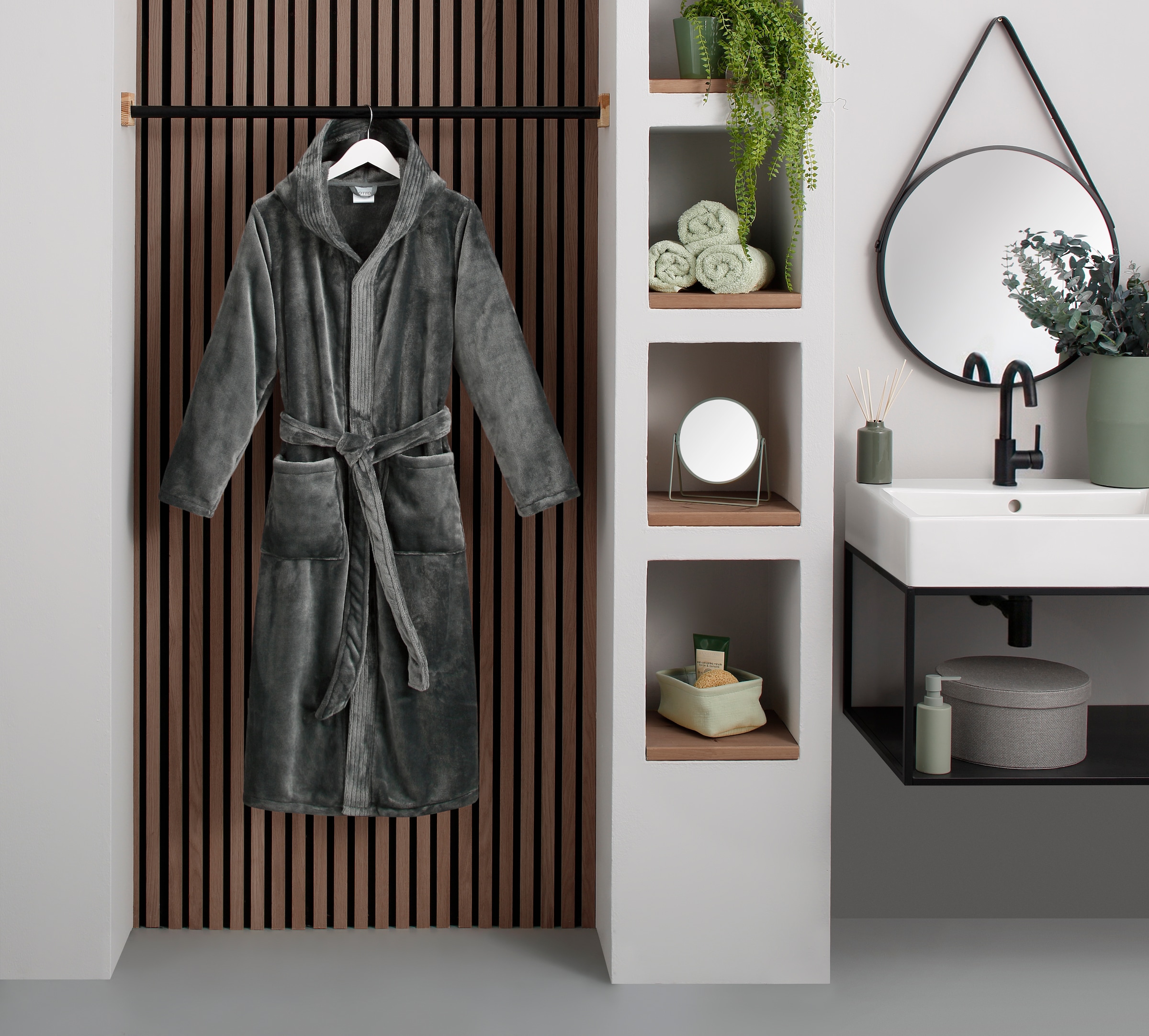 OTTO home Unisex-Bademantel »Miia, ideal für Sauna, Spa & im Urlaub« 1 Stk. weich und kuschelig, plüsch, für Damen und Herren, S-XL