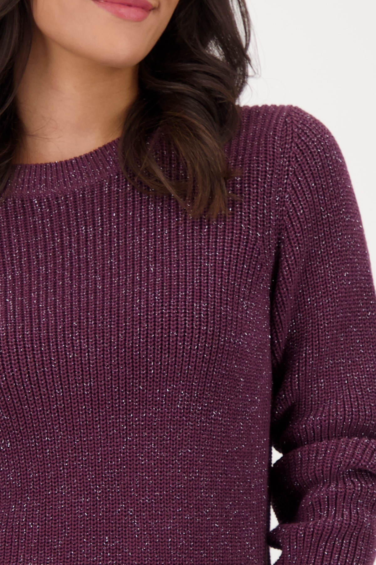 Monari Strickpullover »Pullover Basic Lurex«, Mit Rundhalsausschnitt