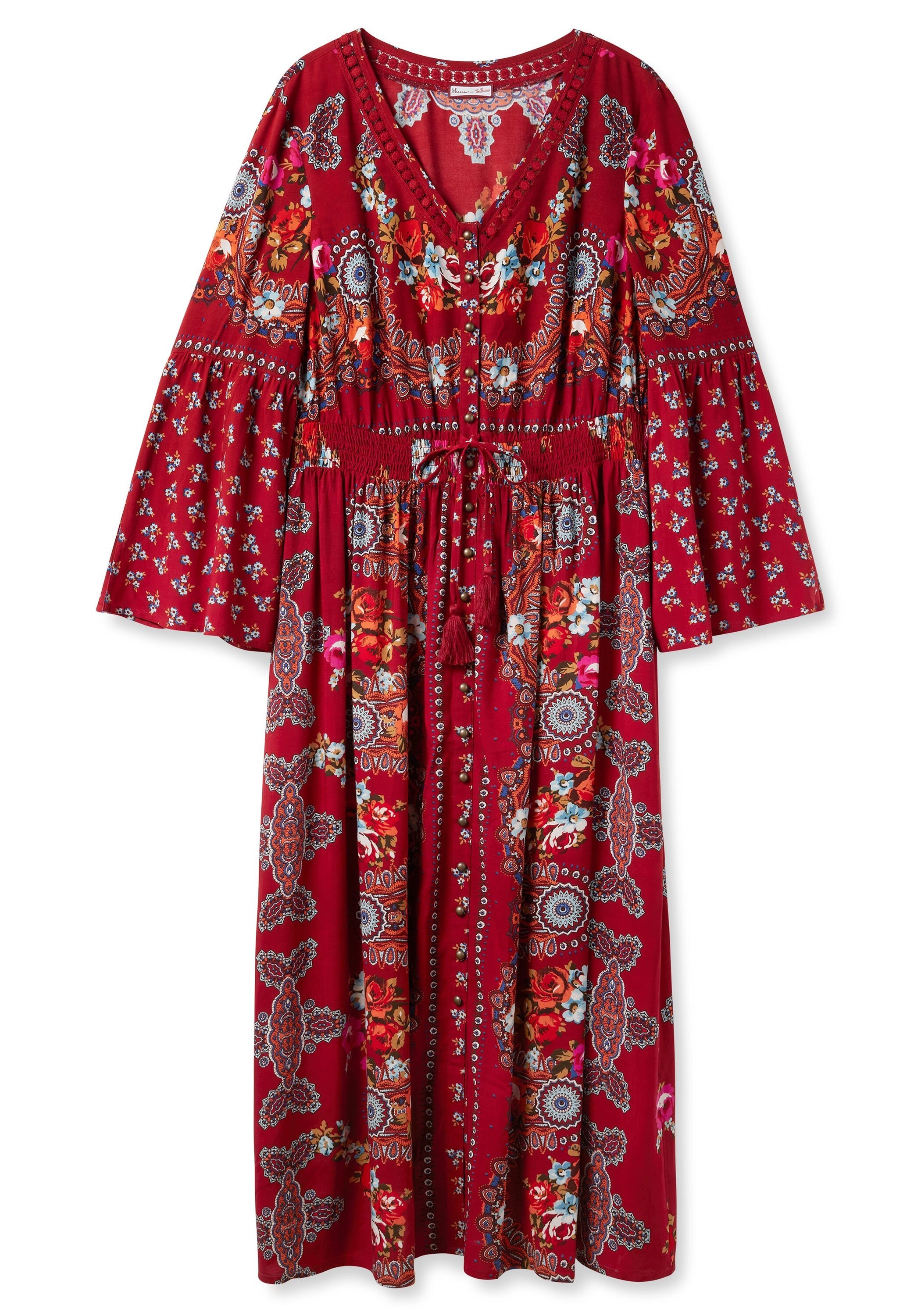 Sheego Maxikleid »Maxikleid im Boho-Stil, mit Trompetenärmeln«