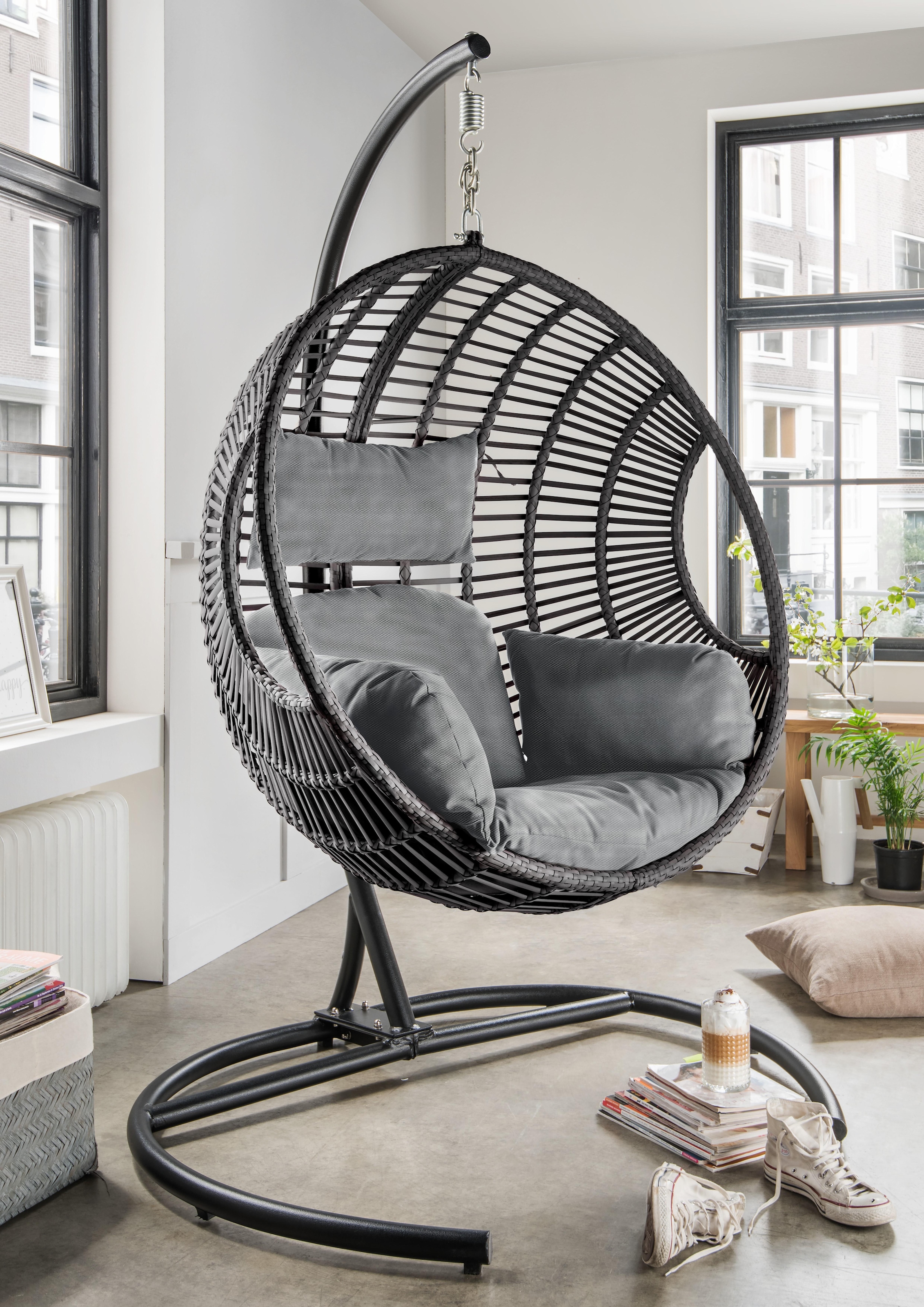 Destiny Hängesessel "COCO DE LUXE II" Stahl, Aluminium, Polyrattan, mit Gestell, inkl. Auflagen
