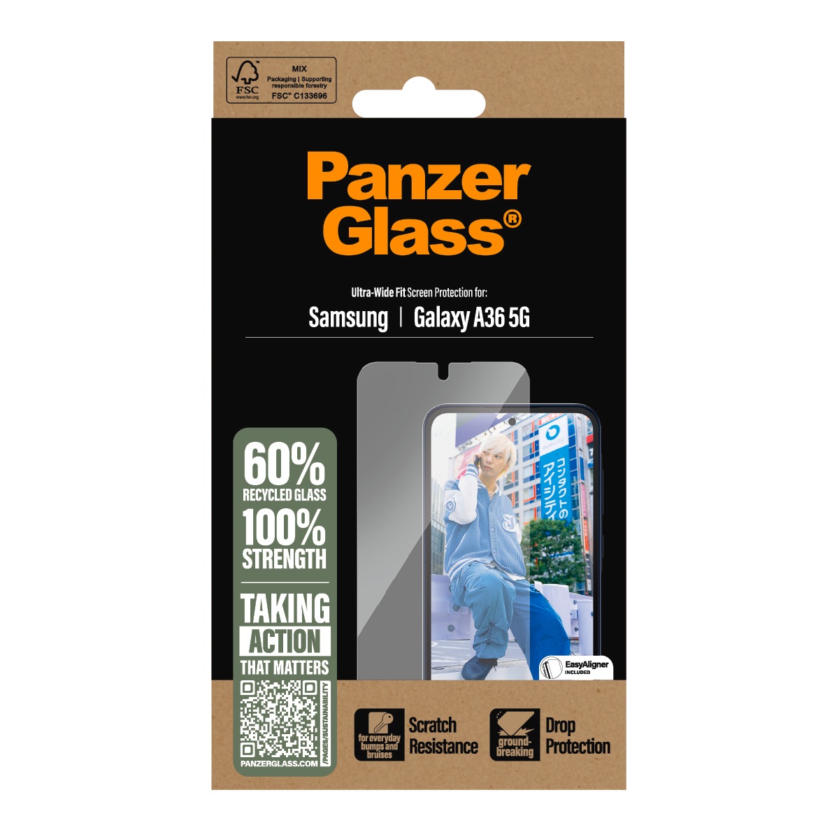 CARE by PanzerGlass Displayschutzglas »Ultra-Wide Fit Screen Protector«, für Samsung Galaxy A36 5G, Displayschutzfolie, Schutzfolie, Bildschirmschutz, kratz- & stoßfest