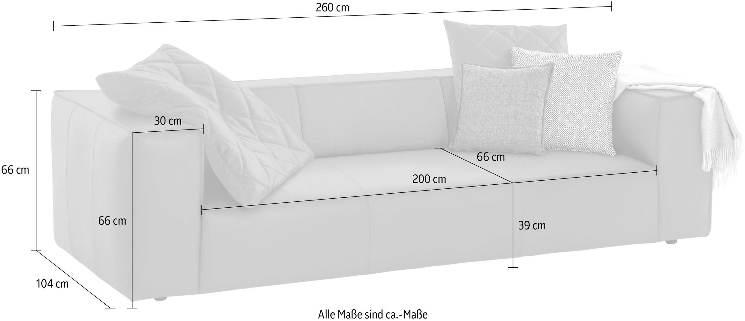 W.SCHILLIG 3-Sitzer »around-the-block«, mit eleganter Biese, mit Federkern