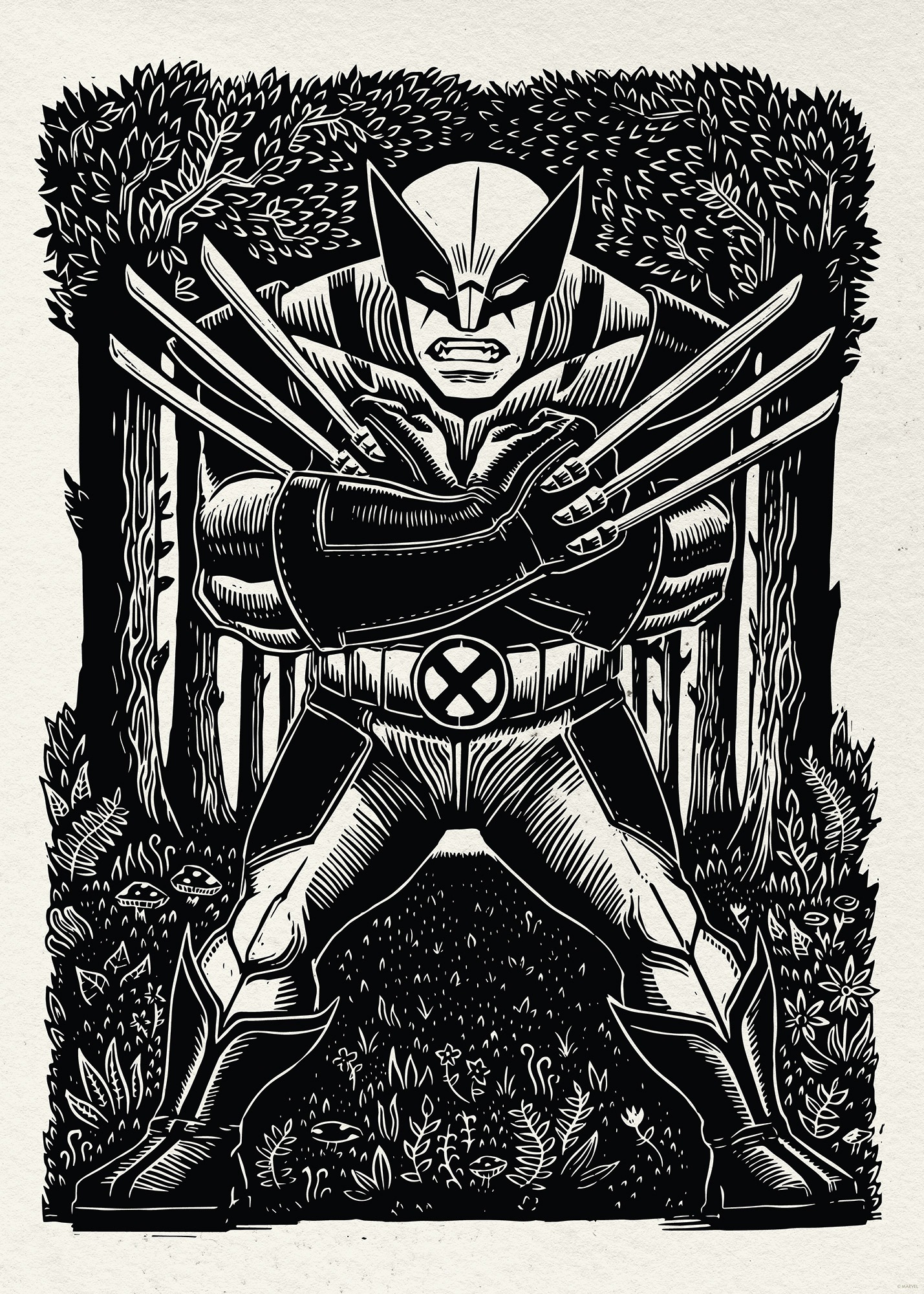 Komar Wandbild »Marvel Wolverine Lino-Cut«, Disney, (Set, 1 St.), 50 x 70 cm (Breite x Höhe) - Kinderzimmer, Dekoration