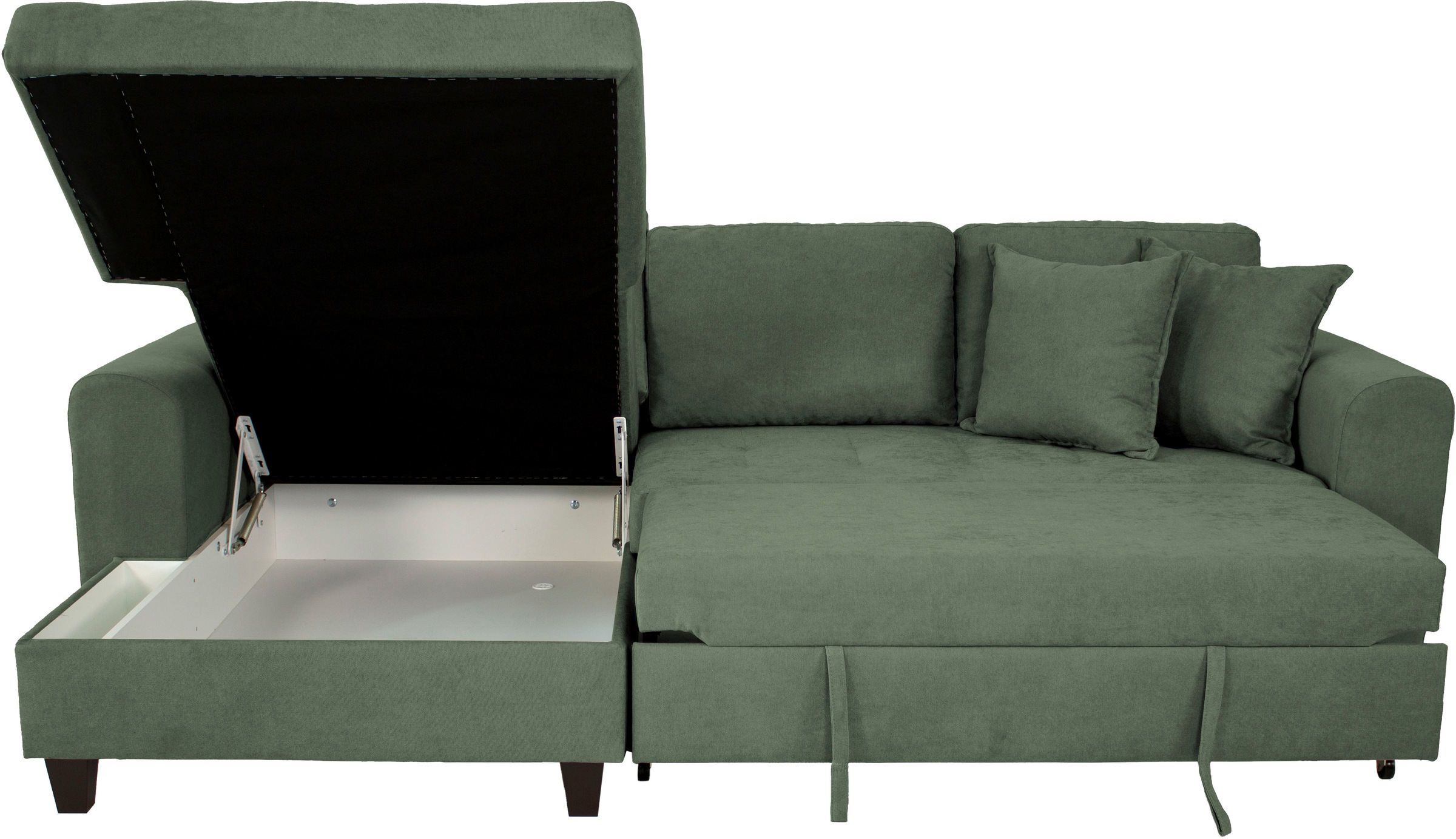 Trends by HG Ecksofa »Moritz L-Form, B: 265 cm« mit Bettfunktion, Bettkasten & Zierkissen
