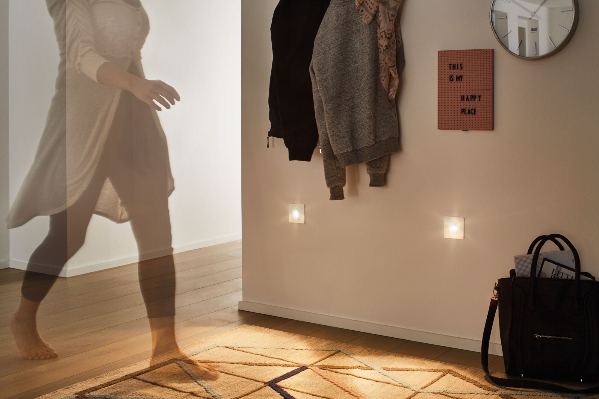 Paulmann LED Wandleuchte »Einbauleuchte eckig Weiß 2,7W« 1 Stk. Warmweiß mit Bewegungssensor Dämmerungssensor