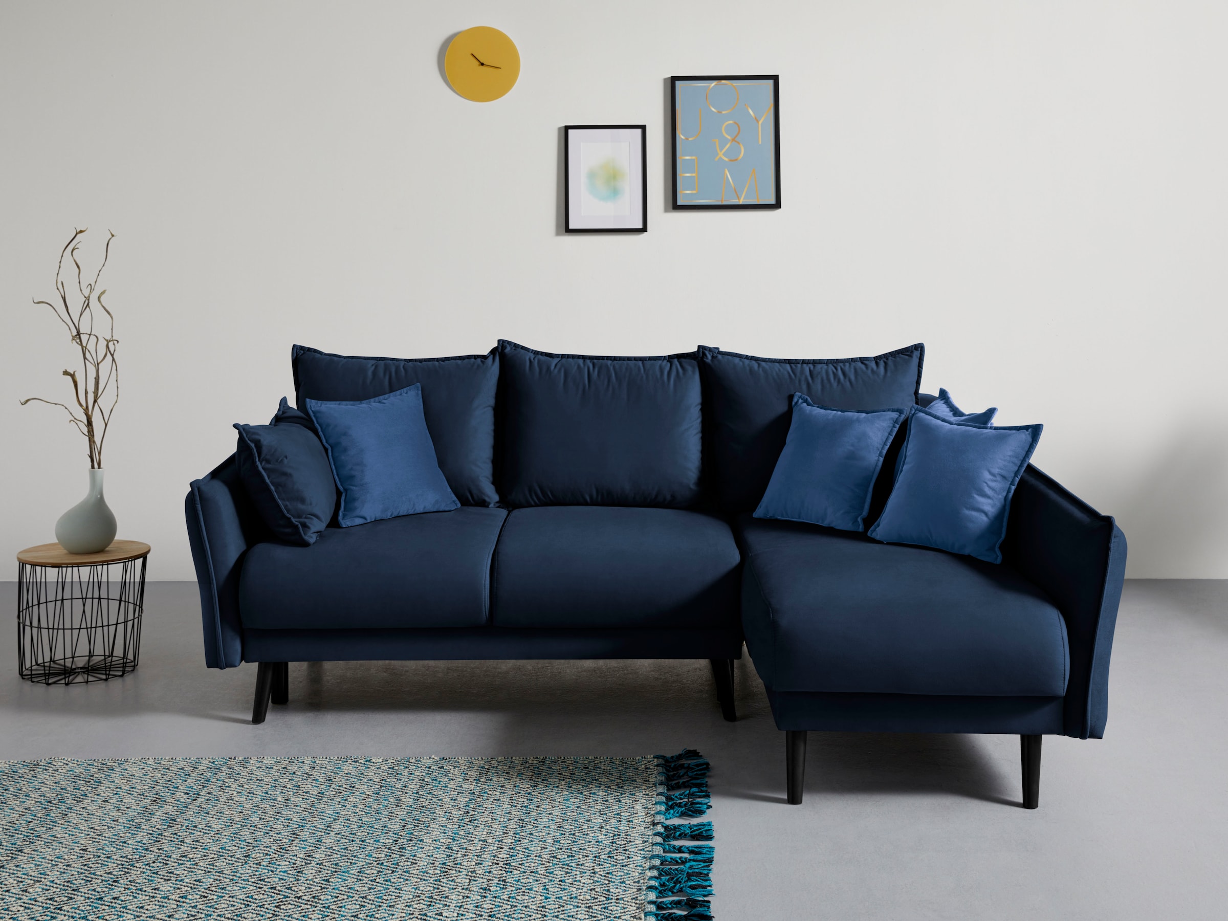Home affaire Ecksofa »Asra L-Form, B: 240 cm« Bettfunktion, Bettkasten, Taschen & 3 Zierkissen, Federkern