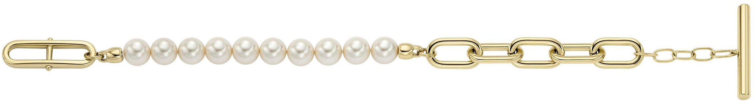 Fossil Armband »Schmuck Geschenk Edelstahl HERITAGE PEARL D-LINK« mit Glasperle