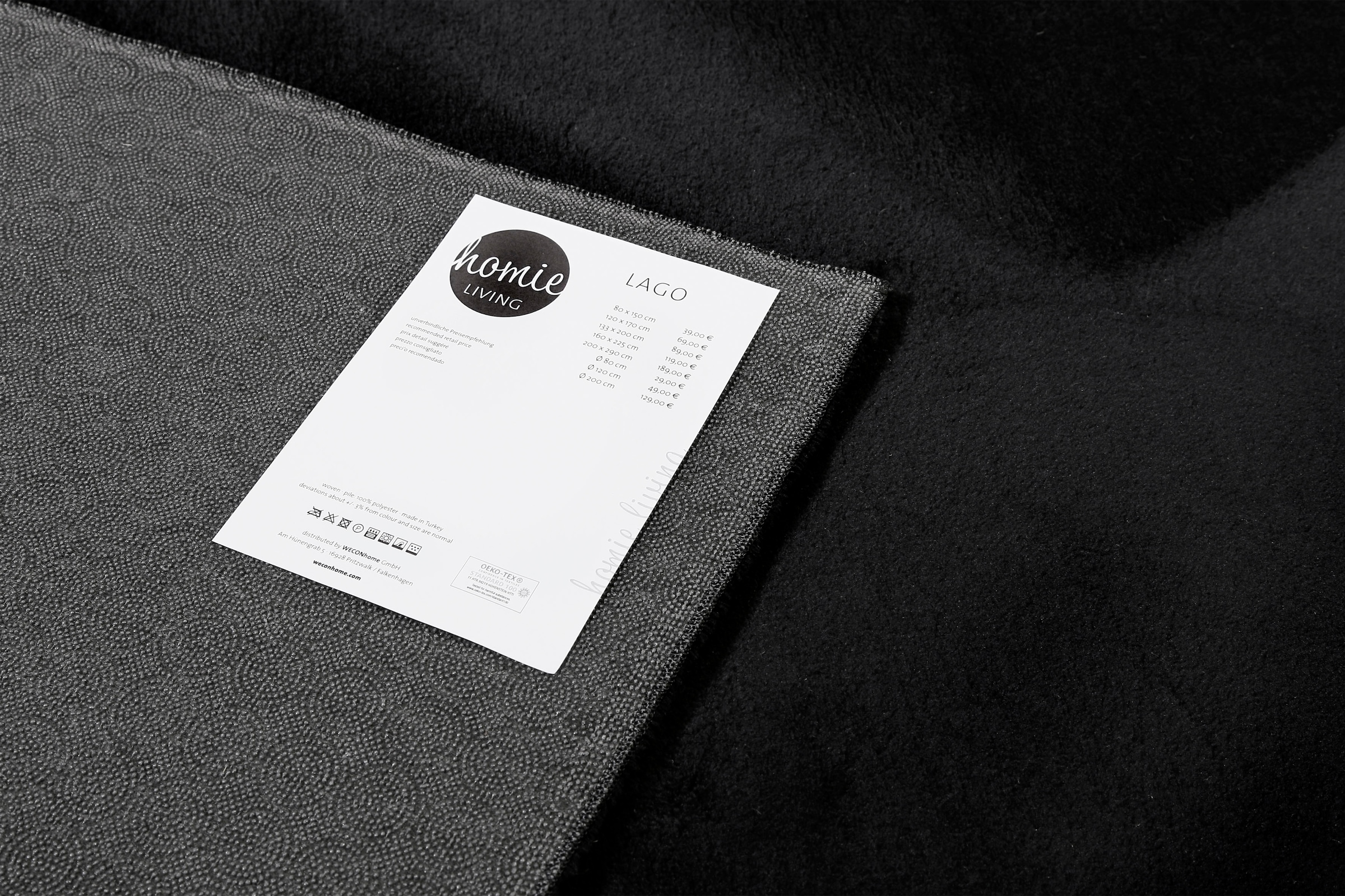 Homie Living Teppich »Lago« rund 19 mm Höhe Kurzflor, Uni Farben, ideal im Wohnzimmer & Schlafzimmer