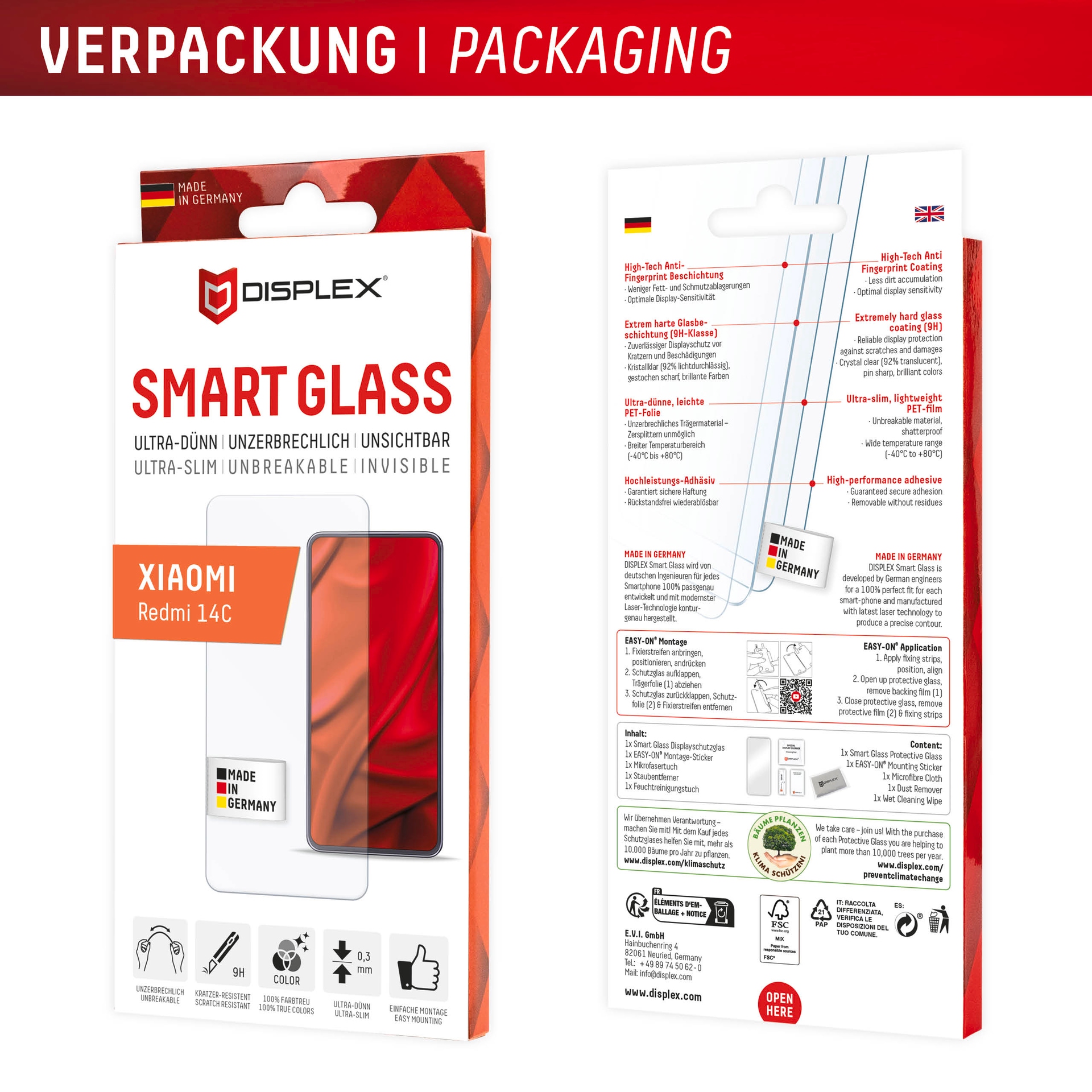 Displex Displayschutzglas »Smart Glass« Displayschutzfolie, Schutzfolie, Bildschirmschutz, kratz- & stoßfest