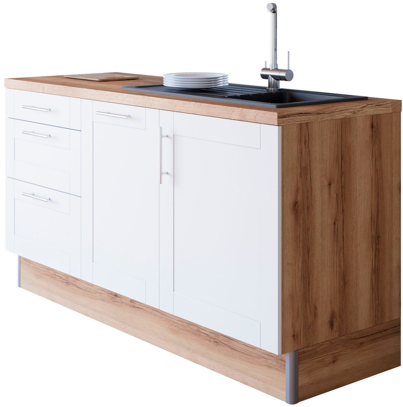 OPTIFIT Küche »Ahus«, 180 cm breit, wahlw.mit E-Geräten, Soft Close Funktion, MDF Fronten