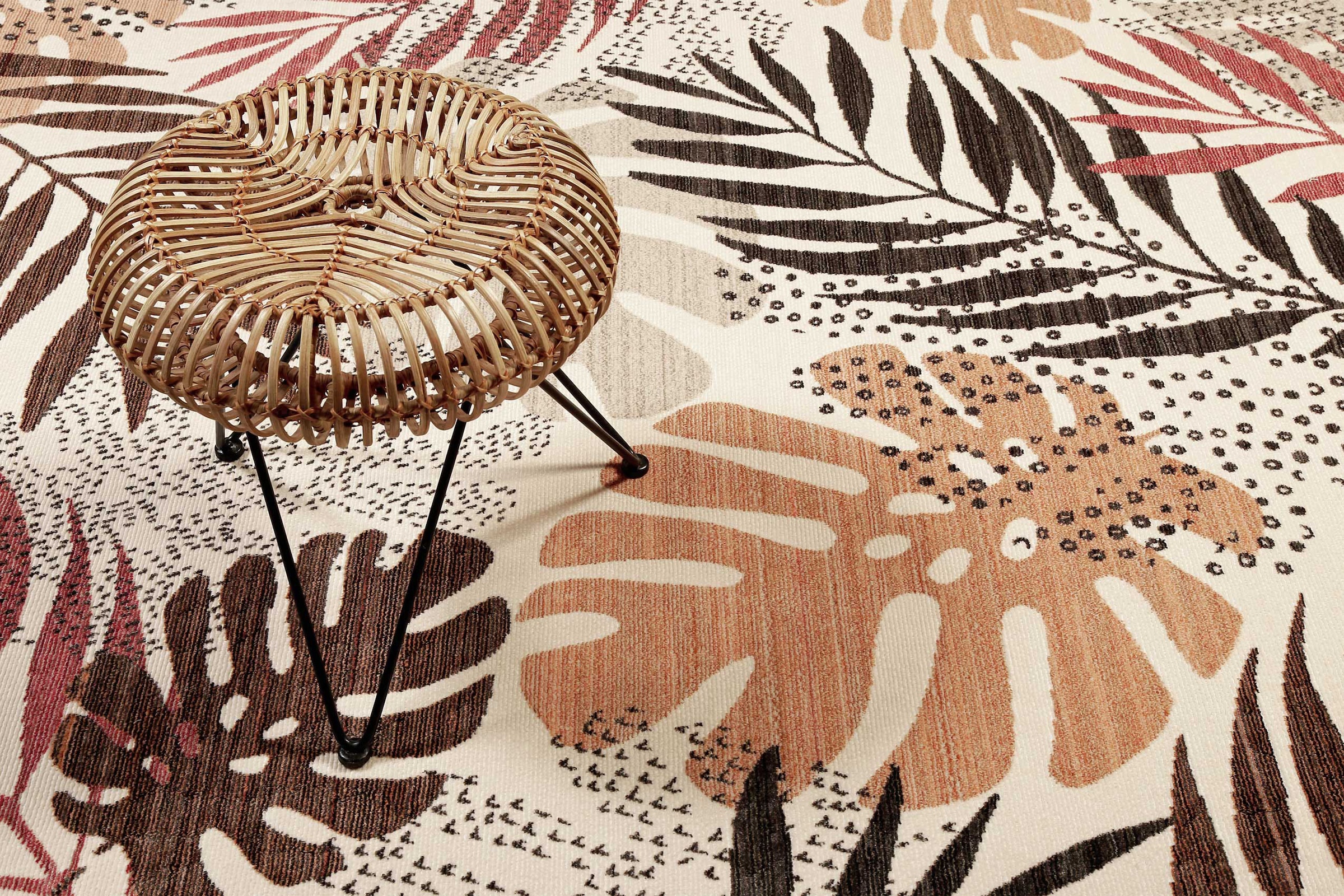 Esprit Teppich »Florence ESP-21077« rechteckig 7 mm Höhe Moderner Designteppich mit Fransen, Dschungel, Wohnzimmer