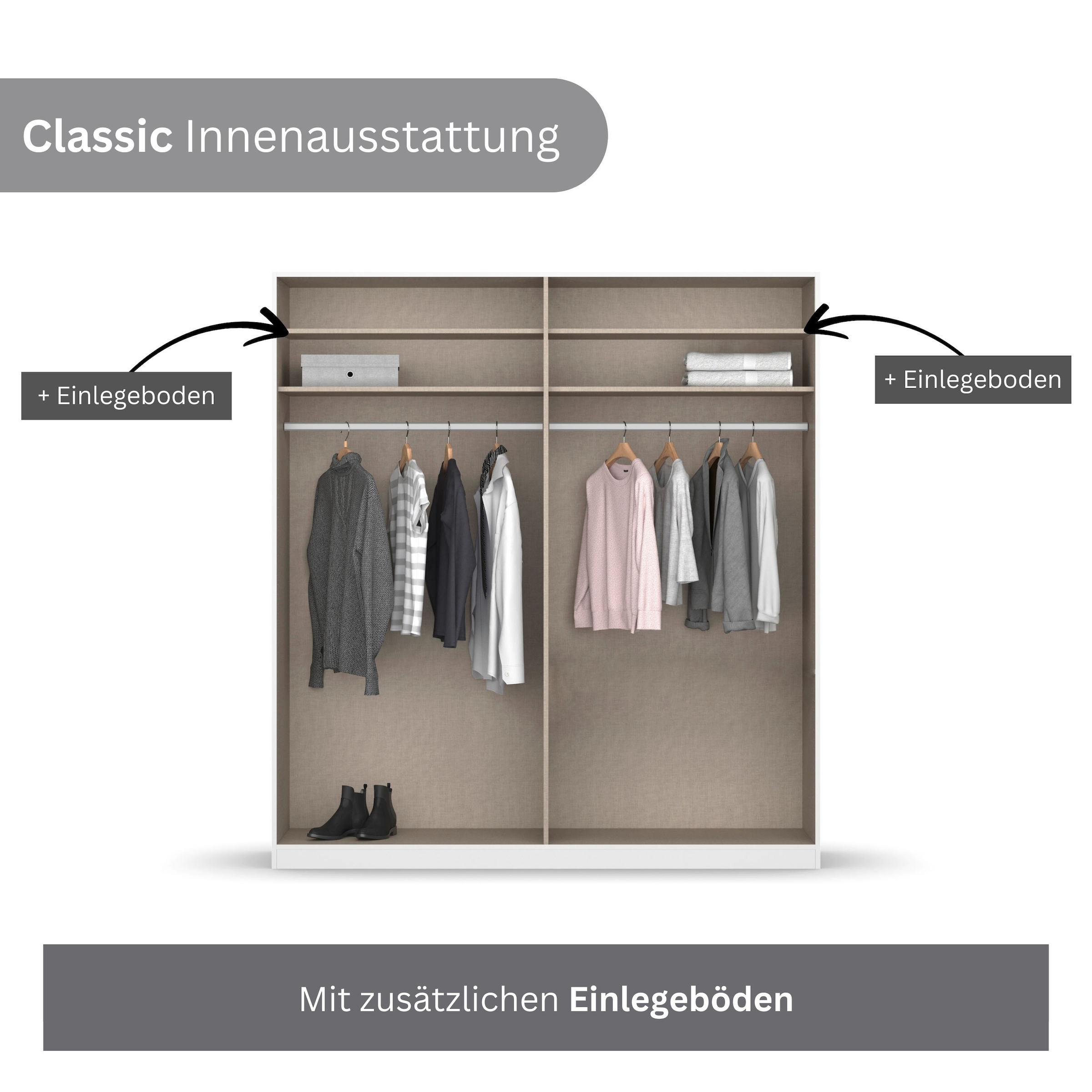 rauch Drehtürenschrank »Kleiderschrank Schrank Garderobe Breiten 181/226/271 cm LAMELLA« 3 verschiedene Ausstattungen BASIC/CLASSIC/PREMIUM (inkl. SOFT-CLOSE),  elegante Lamellen-Auflage in 3D Akustikpaneel Optik MADE IN GERMANY