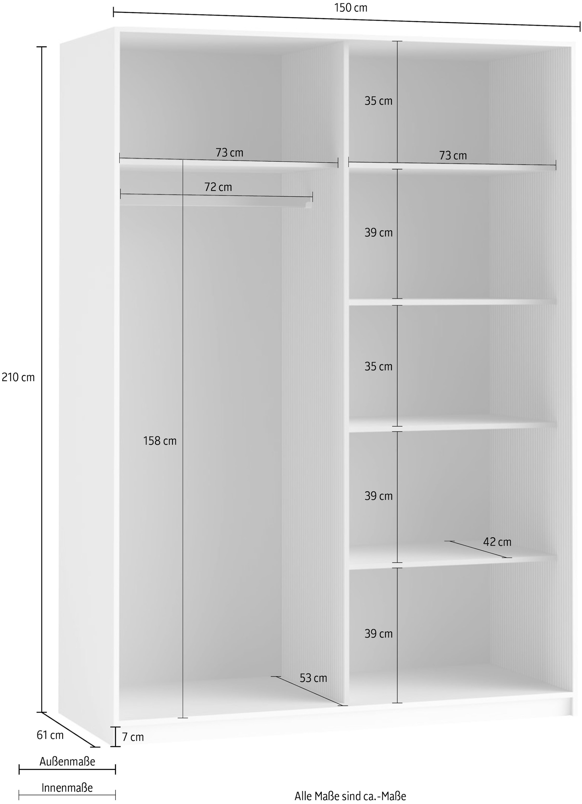 Helvetia Schwebetürenschrank Beta, mit Spiegelelement, inkl. 1 Kleiderstange und 5 Einlegeböden