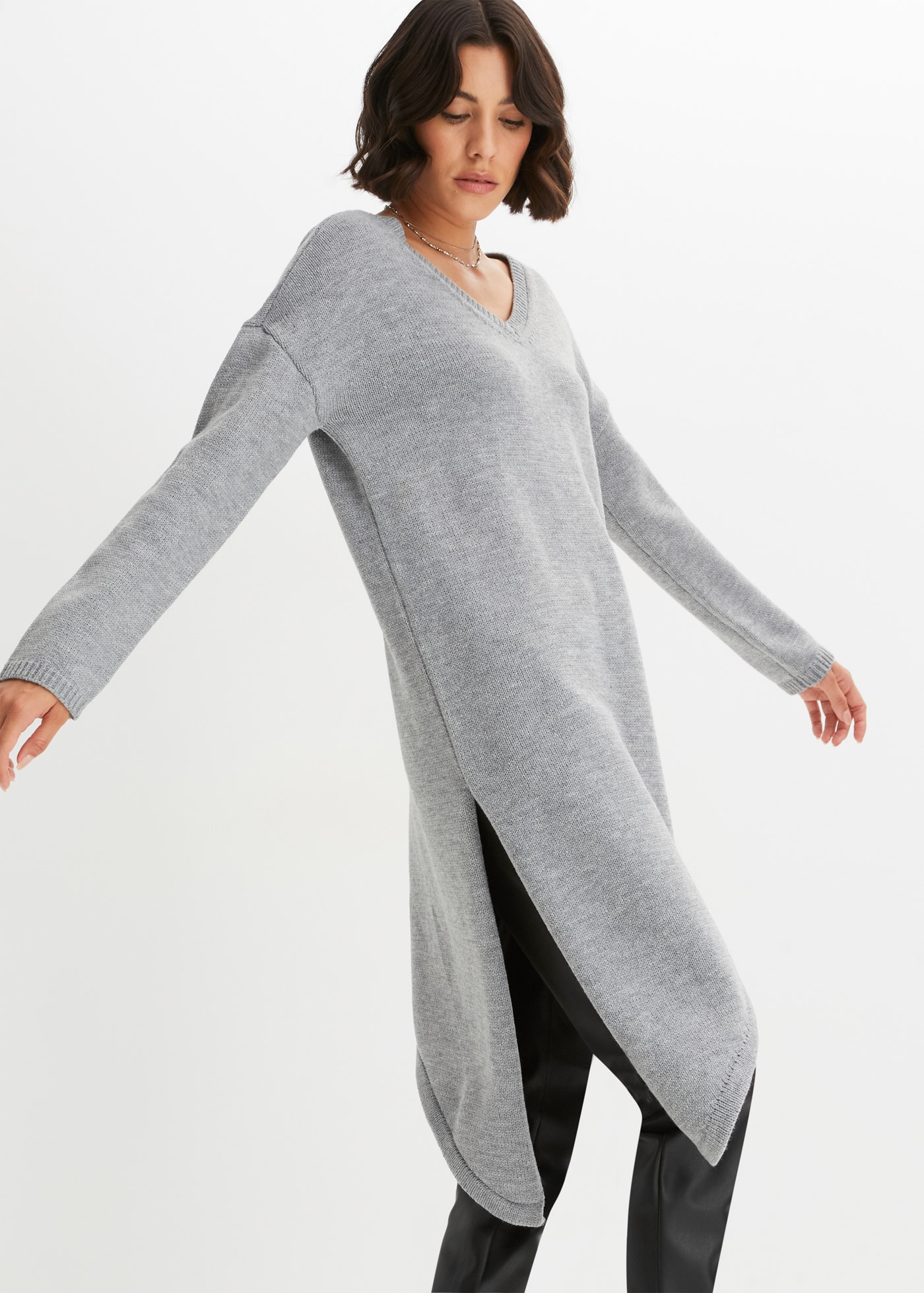 bonprix Longpullover »Long-Pullover« aus Polyacryl und Polyester, Oversize Passform, asymmetrischer Saum
