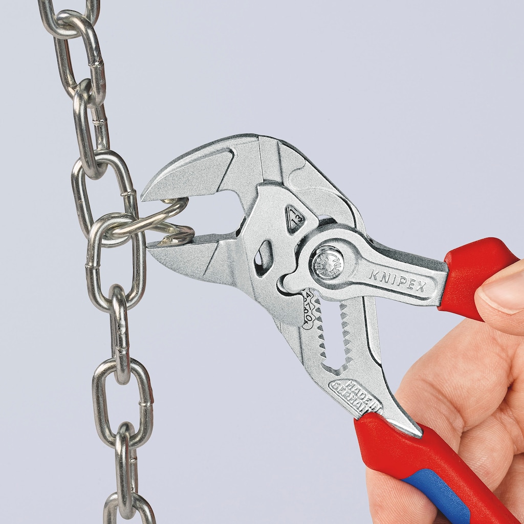 Knipex Zangenschlüssel »86 05 180 Zange und Schraubenschlüssel in einem Werkzeug«, (1 tlg.), verchromt, mit Mehrkomponenten-Hüllen 180 mm
