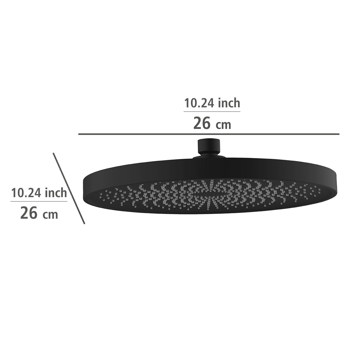 WENKO Kopfbrause »Softwater«, (1 tlg.), Schwarz matt, Ø 26 cm