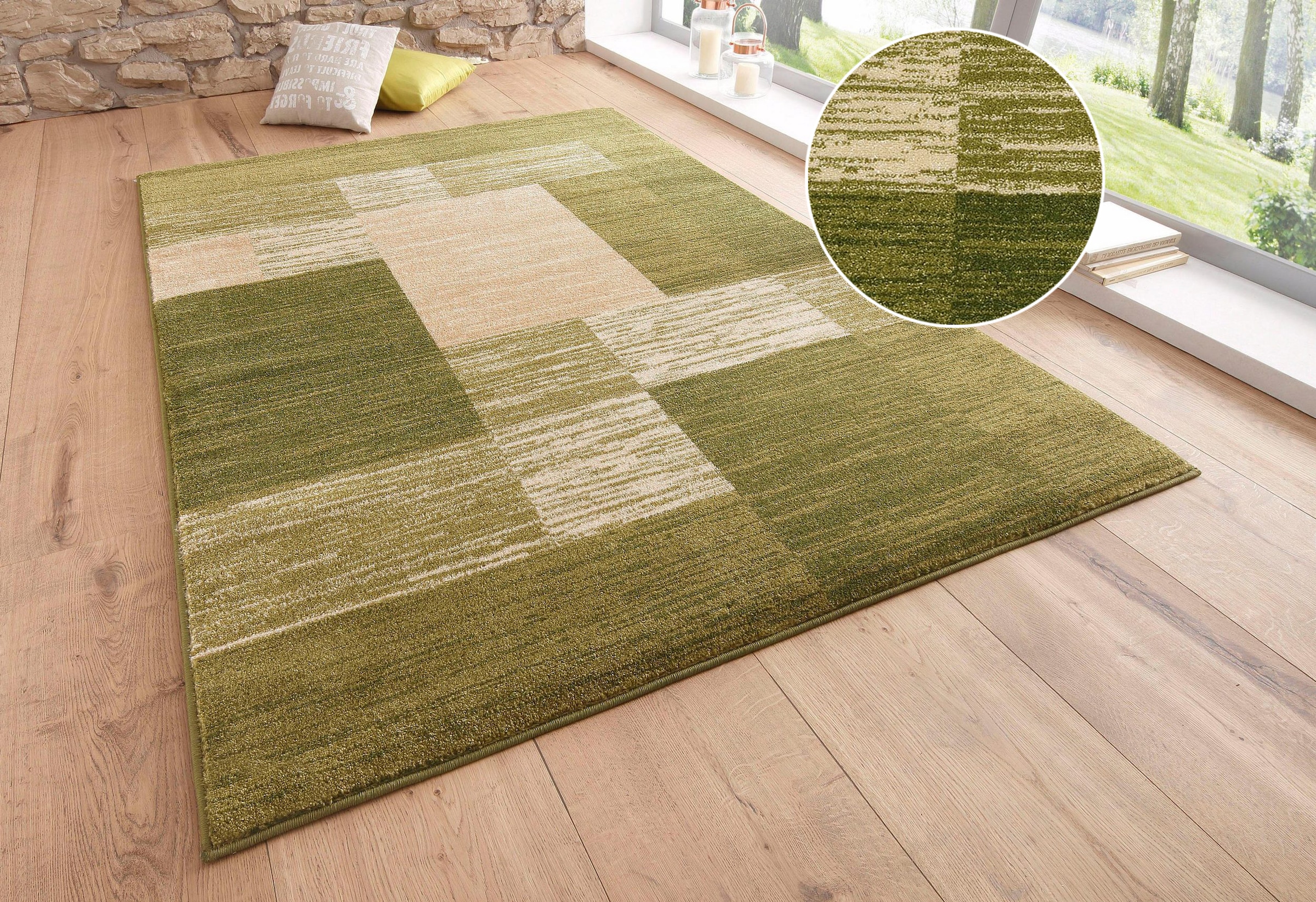 OTTO home Teppich »Melvin« rechteckig 8 mm Höhe schön weich, Kurzflor Teppich Karo-Muster, Wohnzimmer, Esszimmer