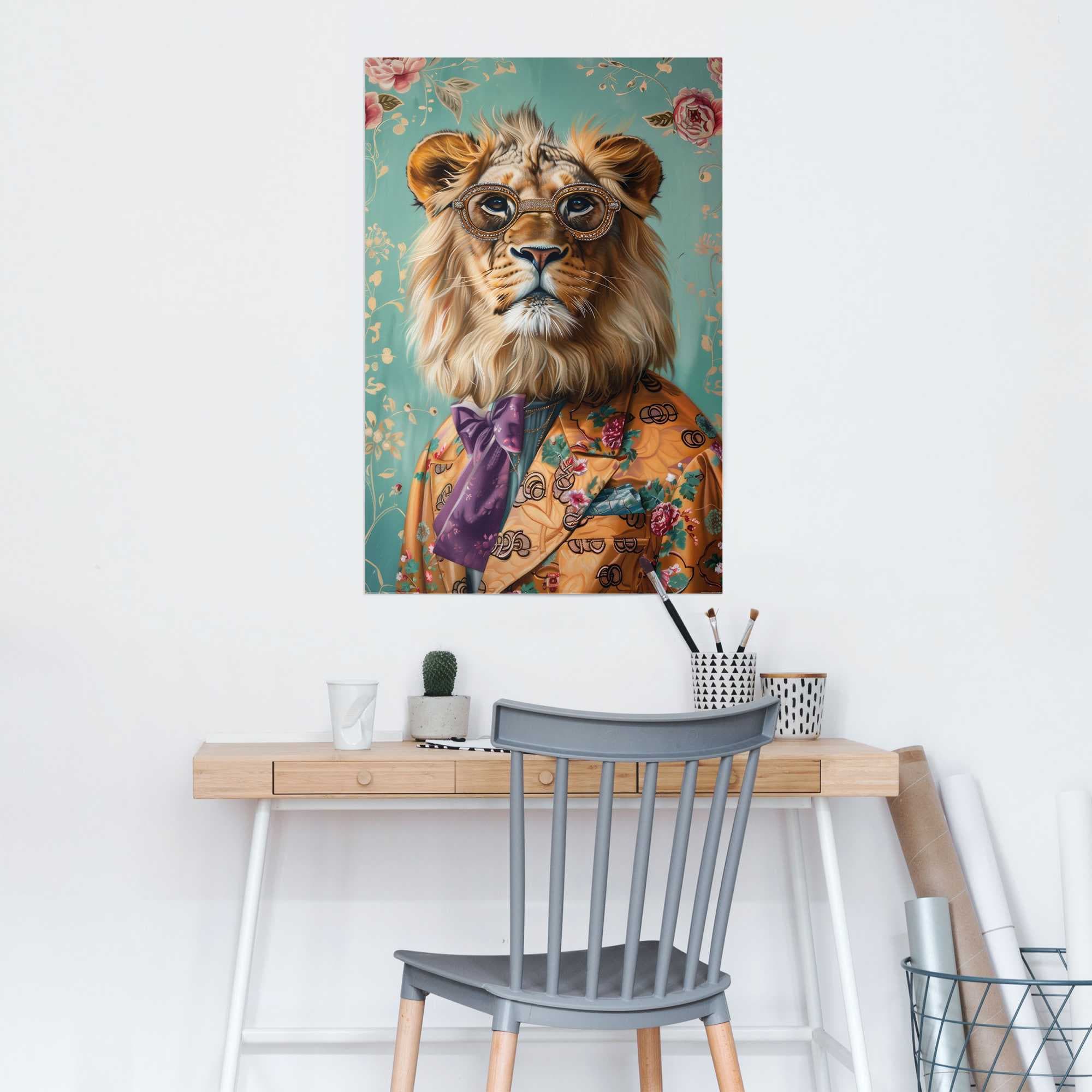 Reinders! Poster »Dandy Lion Portrait« Wohnzimmer - Mehrfarbig - 150 gr.  Papier - Humor - 61x91,5 cm