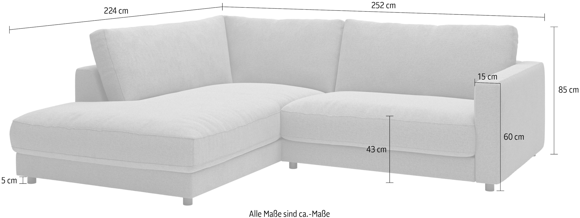 Home affaire Ecksofa »Ecksofa Jiro, L-Form, große Sitztiefe, Breite 252 cm« lose Sitz- & Rückenkissen, weicher Polsteraufbau, komfortabel & modern