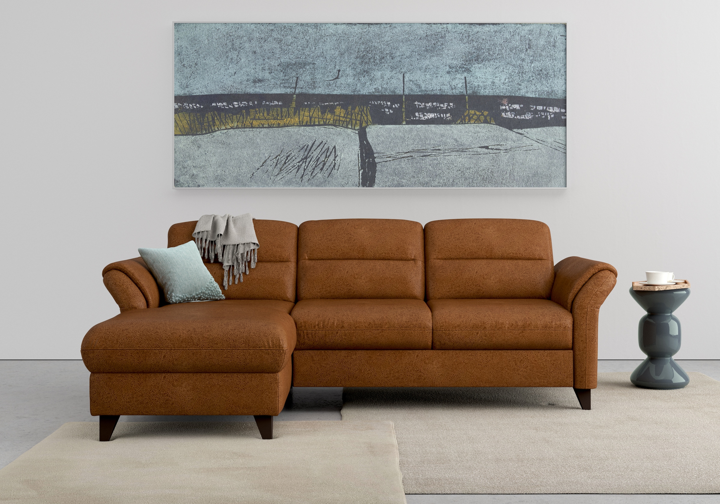 sit&more Ecksofa »Mellum L-Form« Federkern, wahlweise mit Bettfunktion, Bettkasten und Armteilfunktion