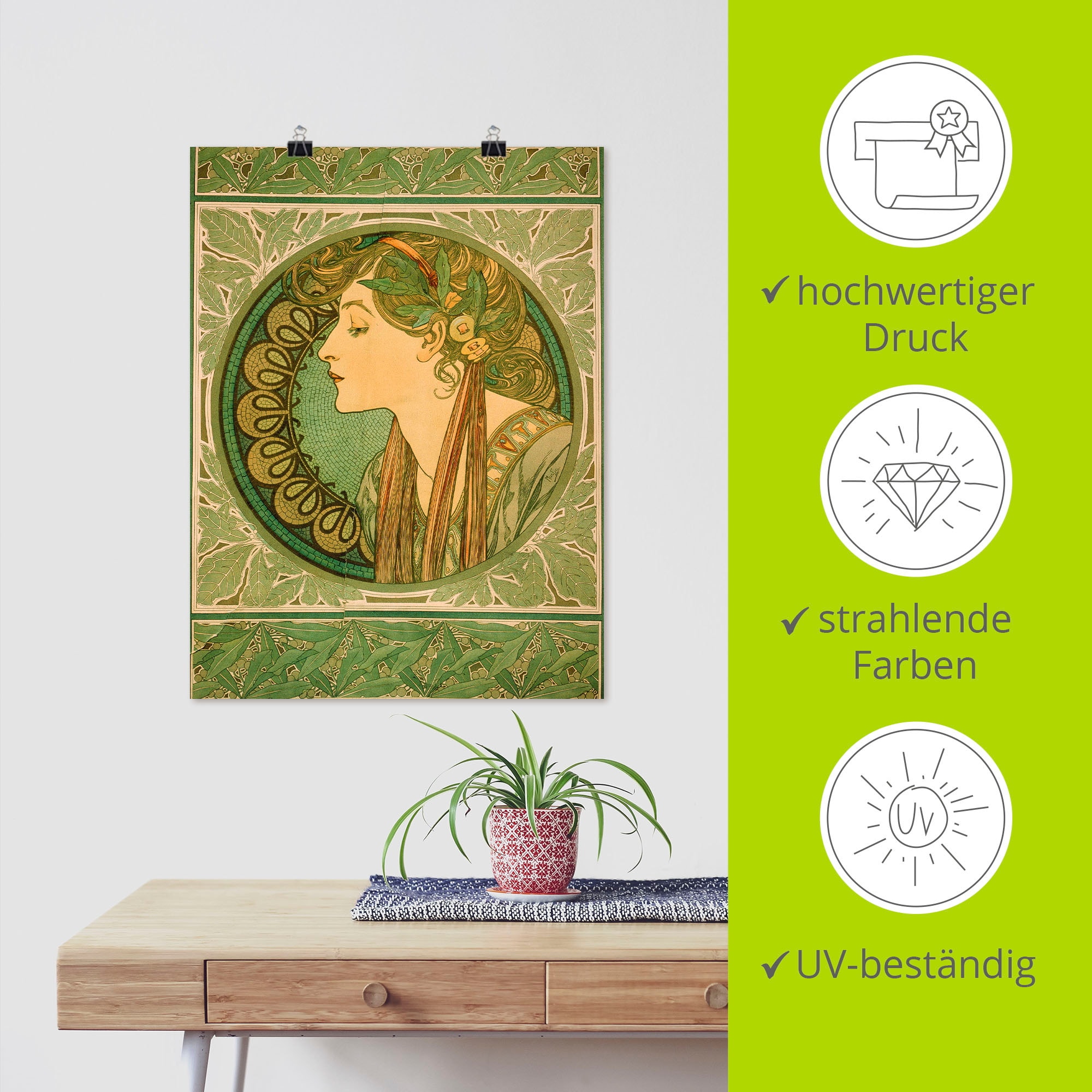 Artland Wandbild »Lorbeer. 1921« Frau 1 Stk. tlg. als Alubild, Outdoorbild, Leinwandbild, Poster in verschied. Größen