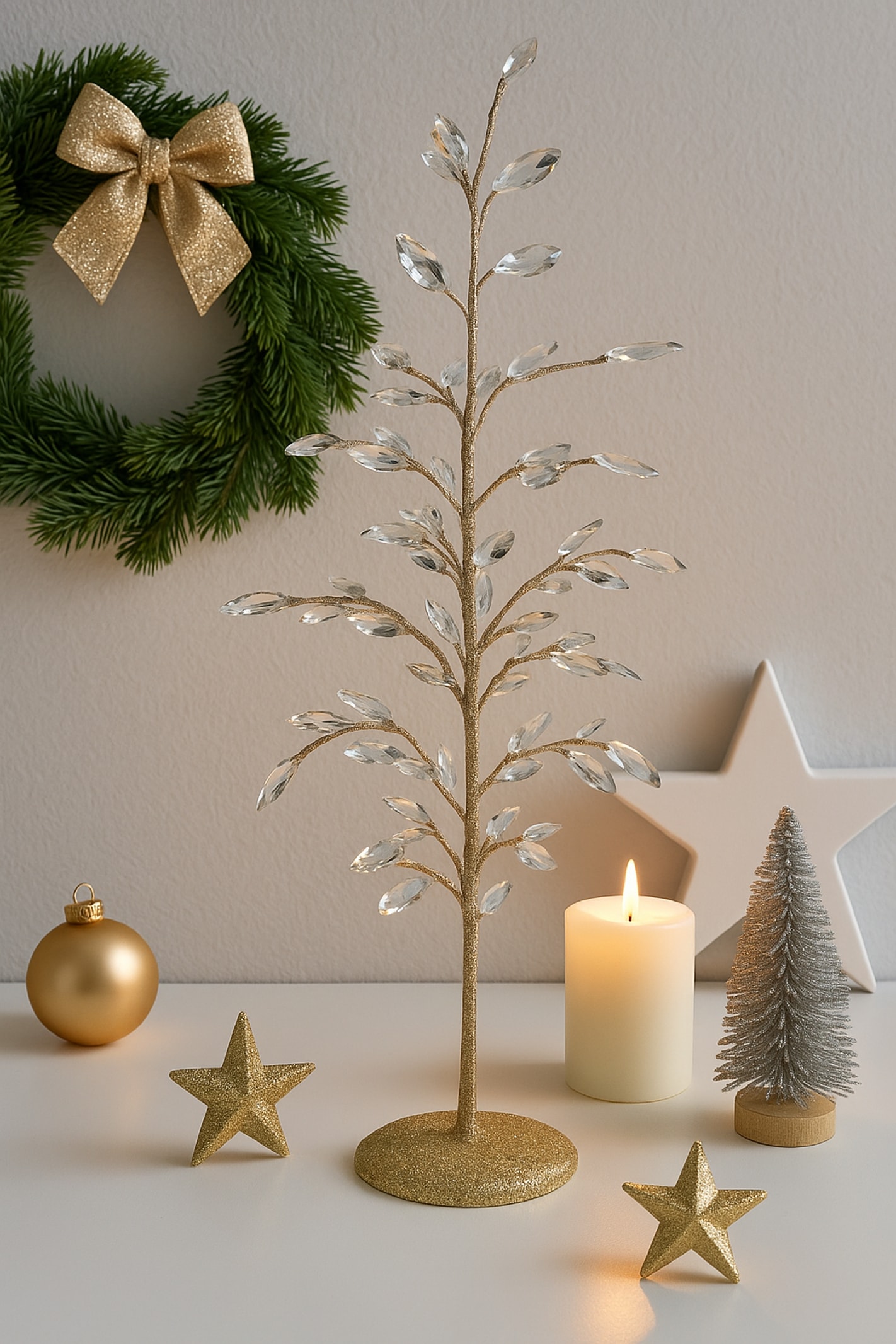 I.GE.A. Kunstbaum »Dekobaum mit Acryl-Steinchen« und Glimmer Weihnachtsbaum Christbaum Weihnachtsdeko