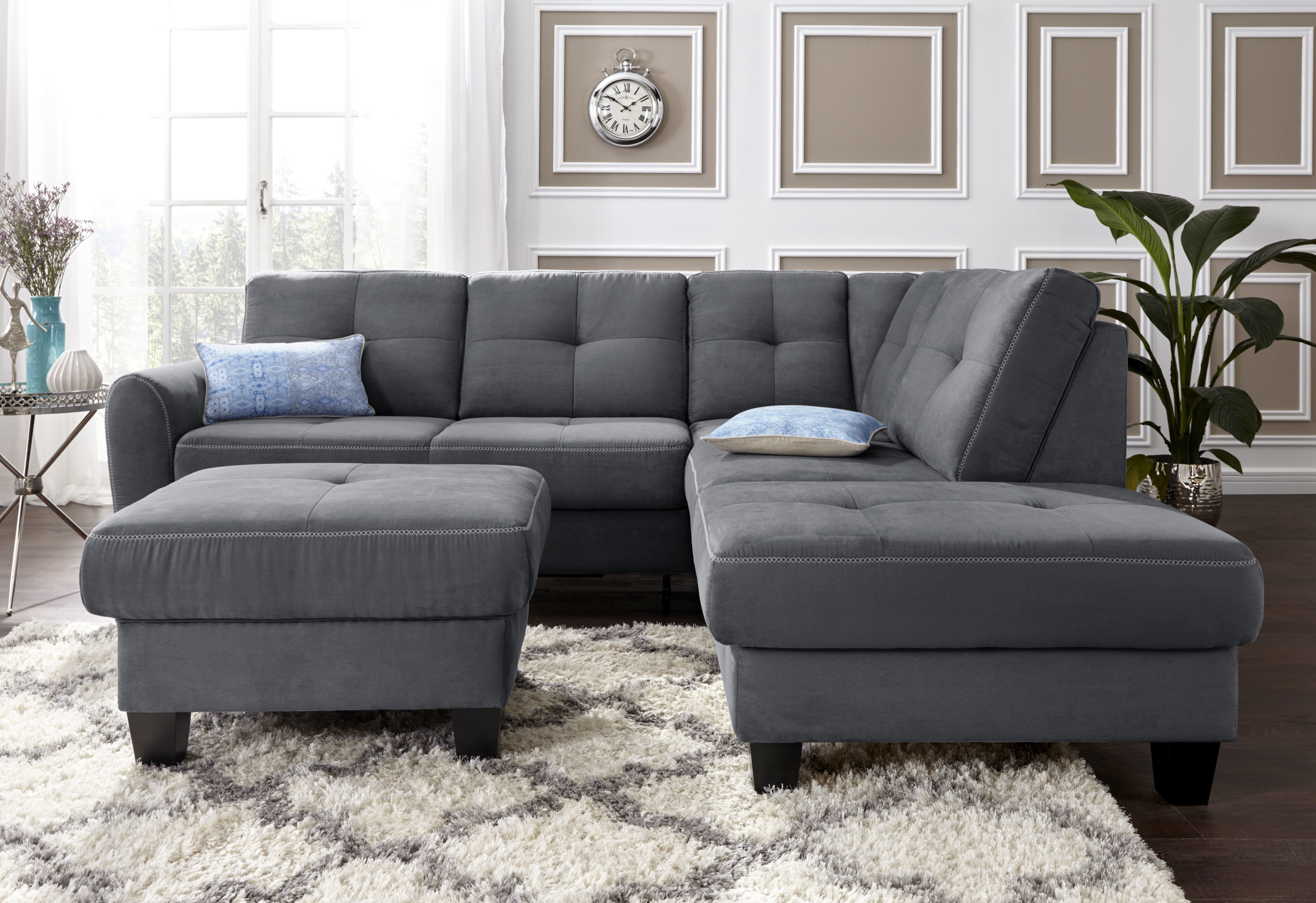 sit&more Ecksofa "Varese L-Form" mit Federkern, wahlweise mit Schlaffunktion und Stauraum
