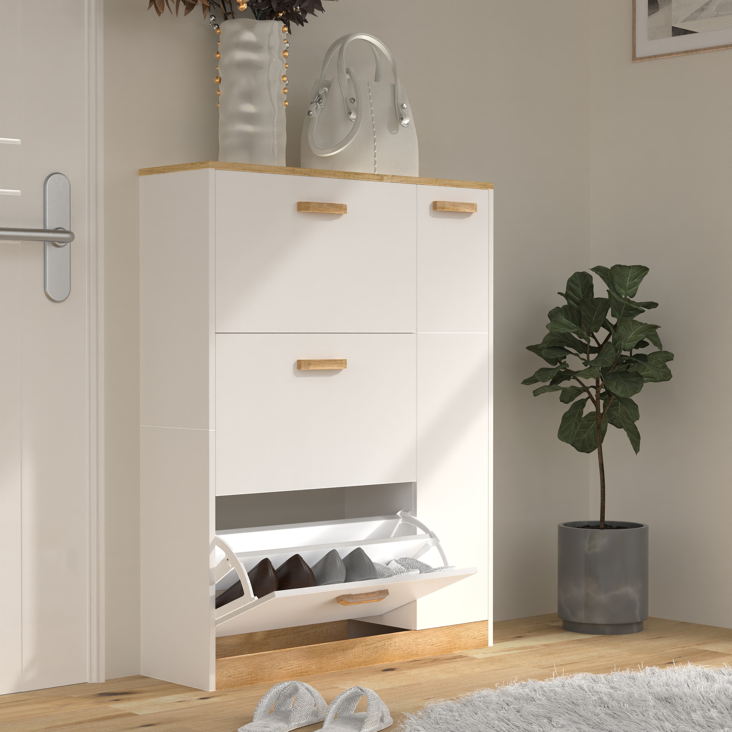 VCM Schuhschrank »Holz Schuhregal Schuhschrank Schuhkipper Halom L«