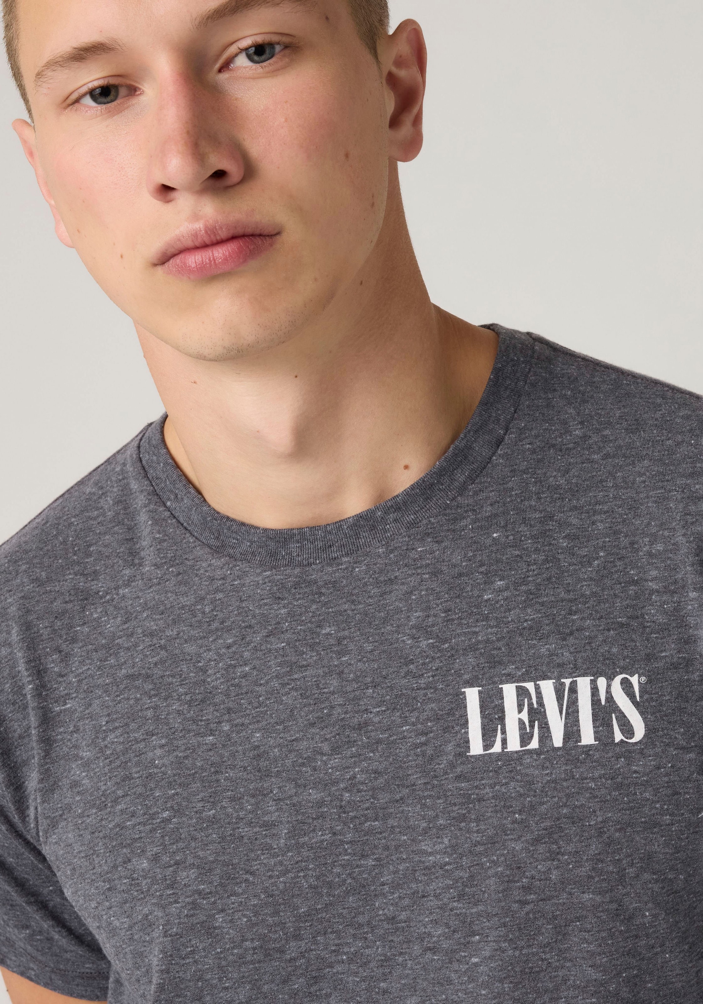 Levi's® T-Shirt »GRAPHIC CREWNECK TEE« Melierter Feinstrick, pflegeleichter Materialmix