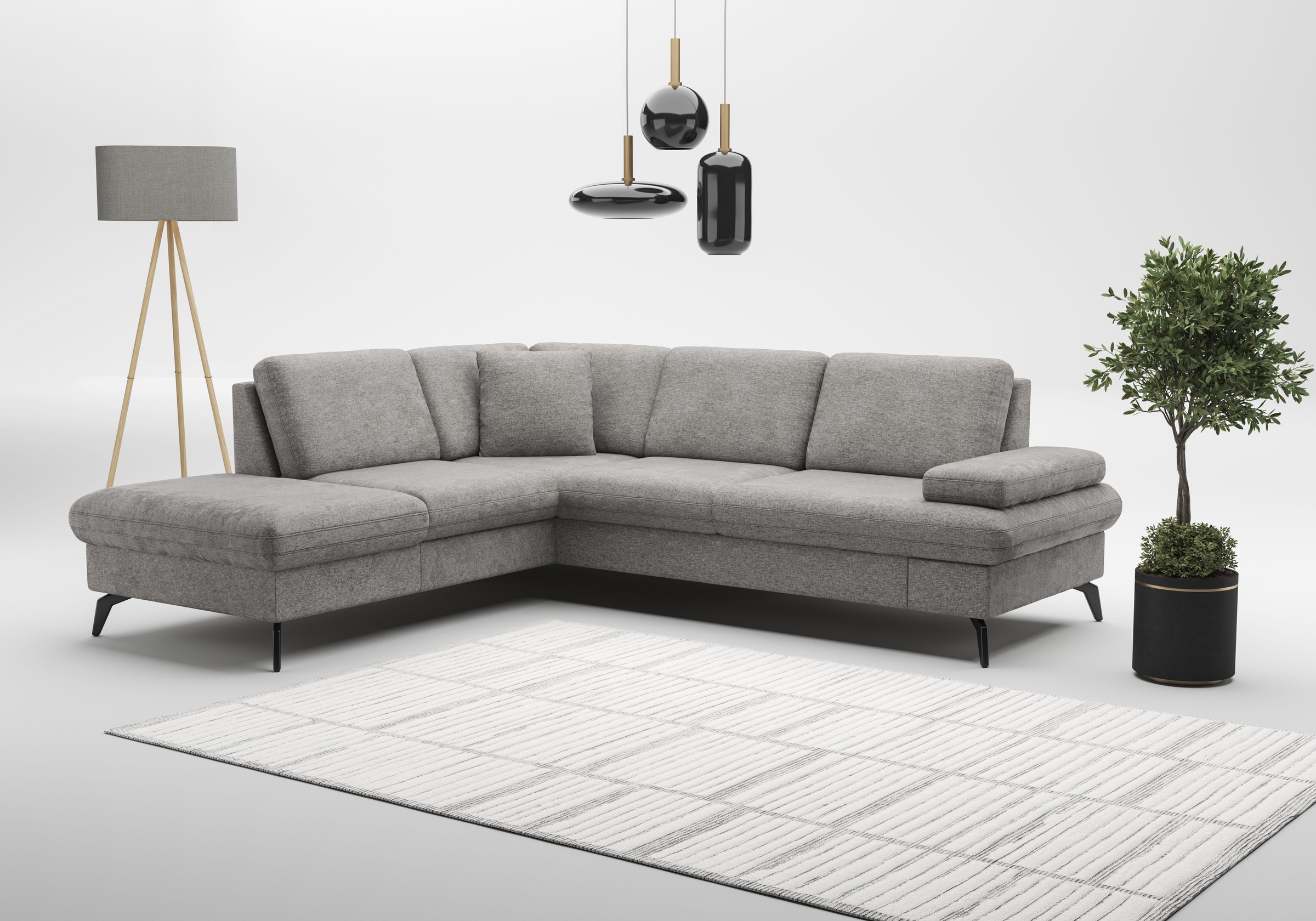 sit&more Ecksofa »Morris Jubi L-Form, B: 238 cm«, mit Armteilfunktion & 1 Zierkissen, optional Bettfunktion