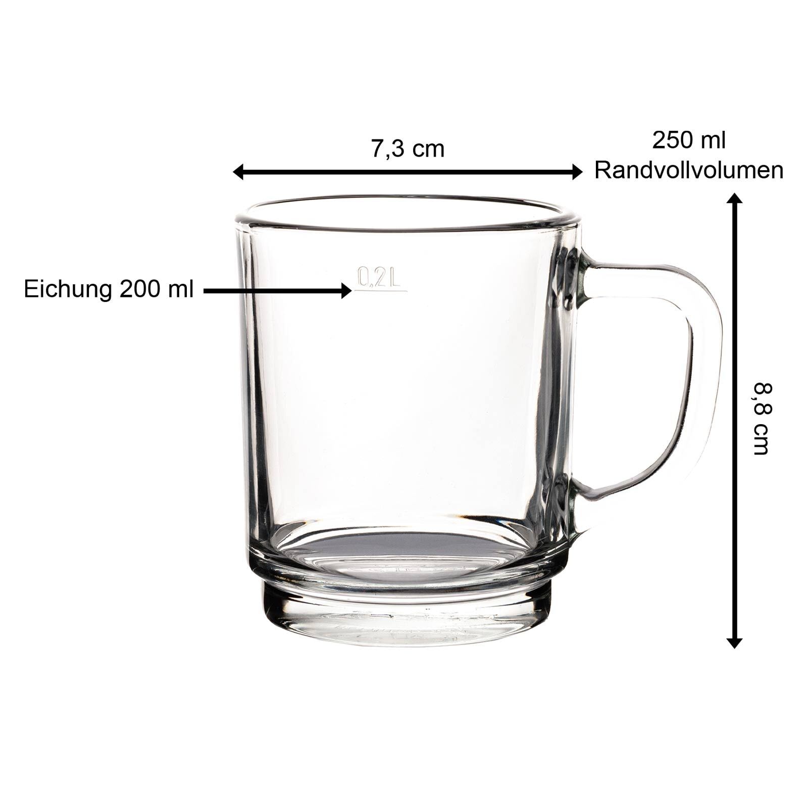 Pasabahce Tasse »Glastassen Kaffeegläser Pub 0,2 l 12er Set transparent« Spülmaschinenfest, Geeicht