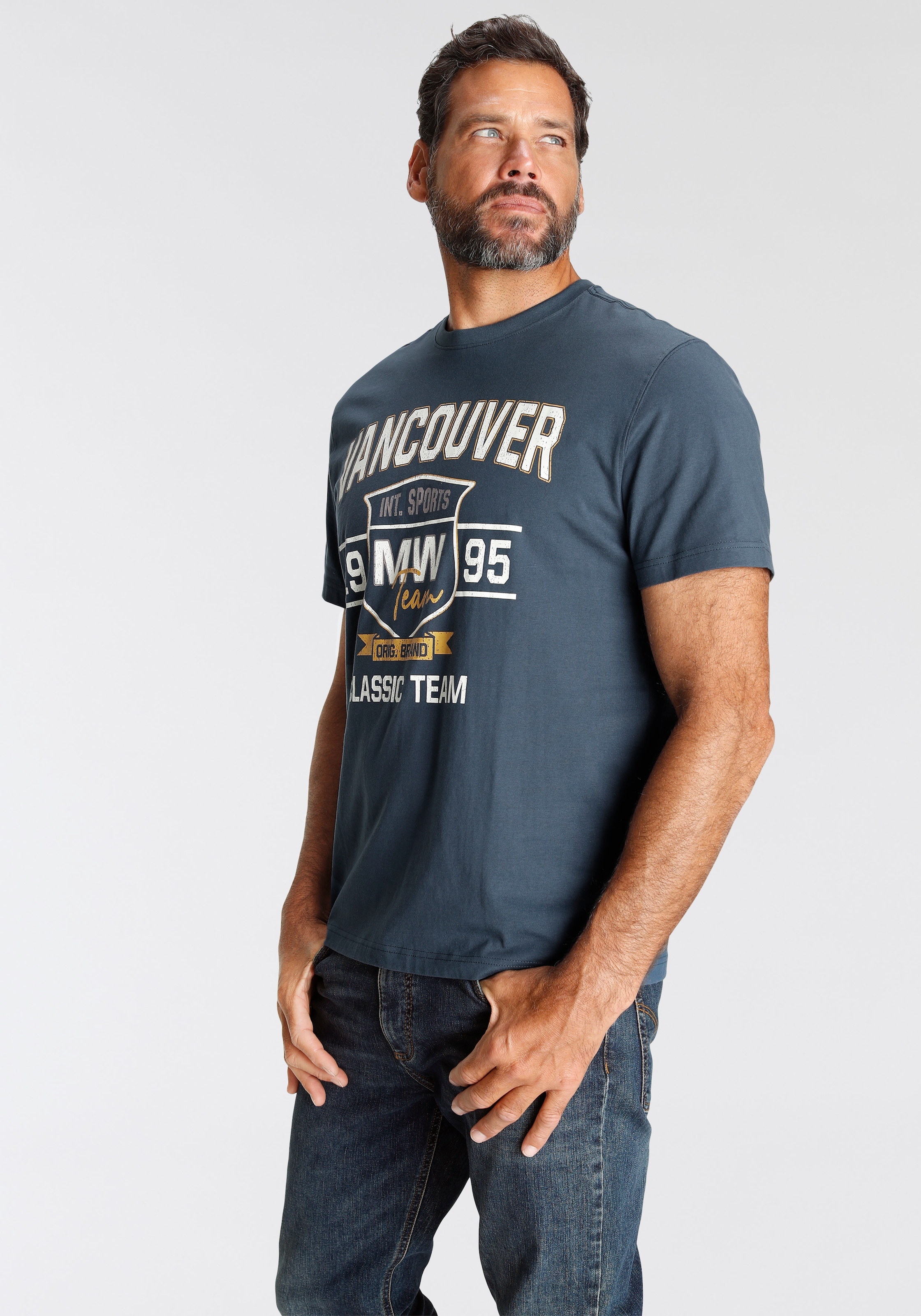 Man's World T-Shirt, Kurzarm, bedruckt, Rundhalsausschnitt, aus Baumwolle