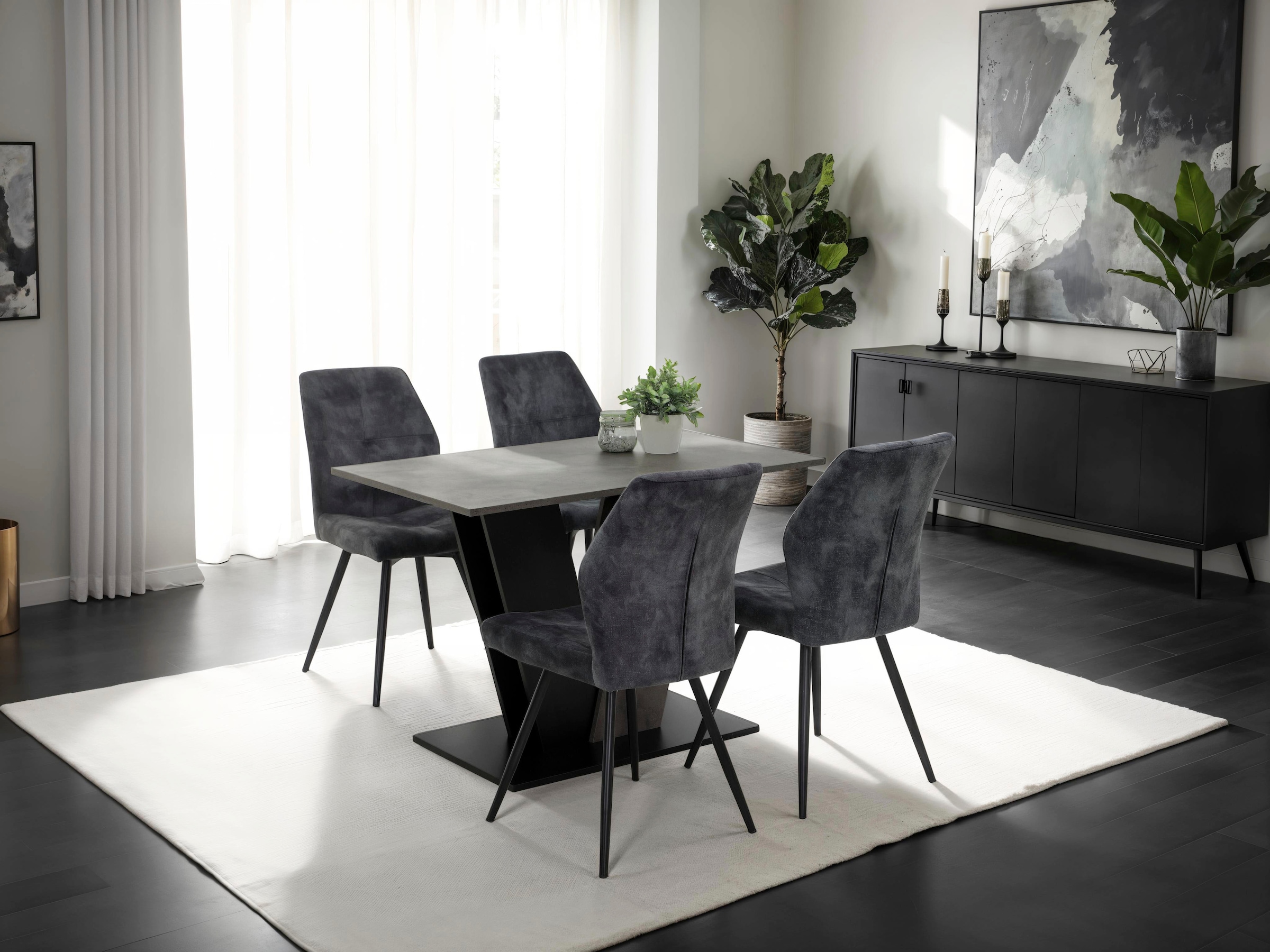 HELA 4-Fußstuhl »ALLY« (Set) 2 Stk.4-Fuß, 360° drehbar, gepolstert, Vintage Velvet mit Steppnähten