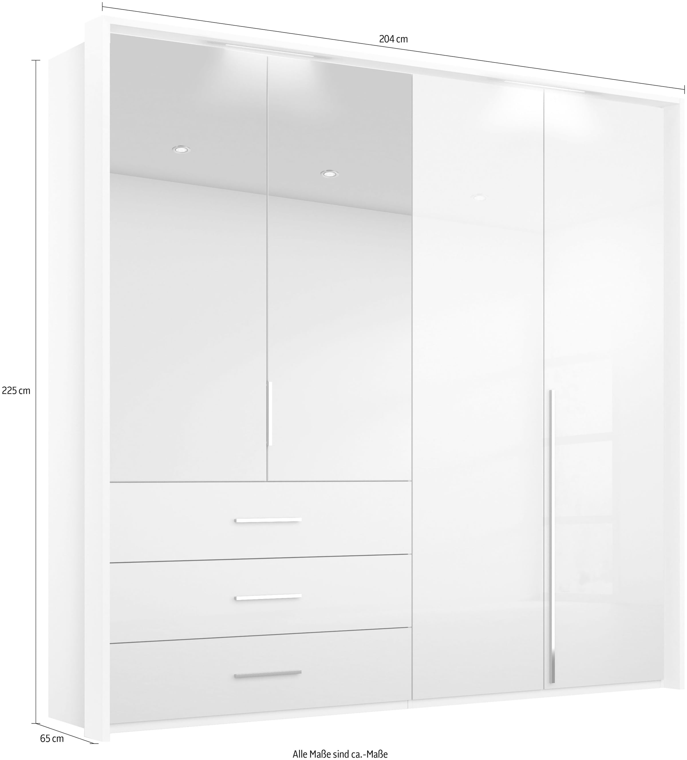 rauch Drehtürenschrank »Kleiderschrank Schrank Garderobe Wäscheschrank MONTCLAR« in den Breiten 204/254/304 cm, inkl. SOFT-CLOSE-FUNKTION,  Passepartout optional mit Beleuchtung, inkl. Zubehör MADE IN GERMANY