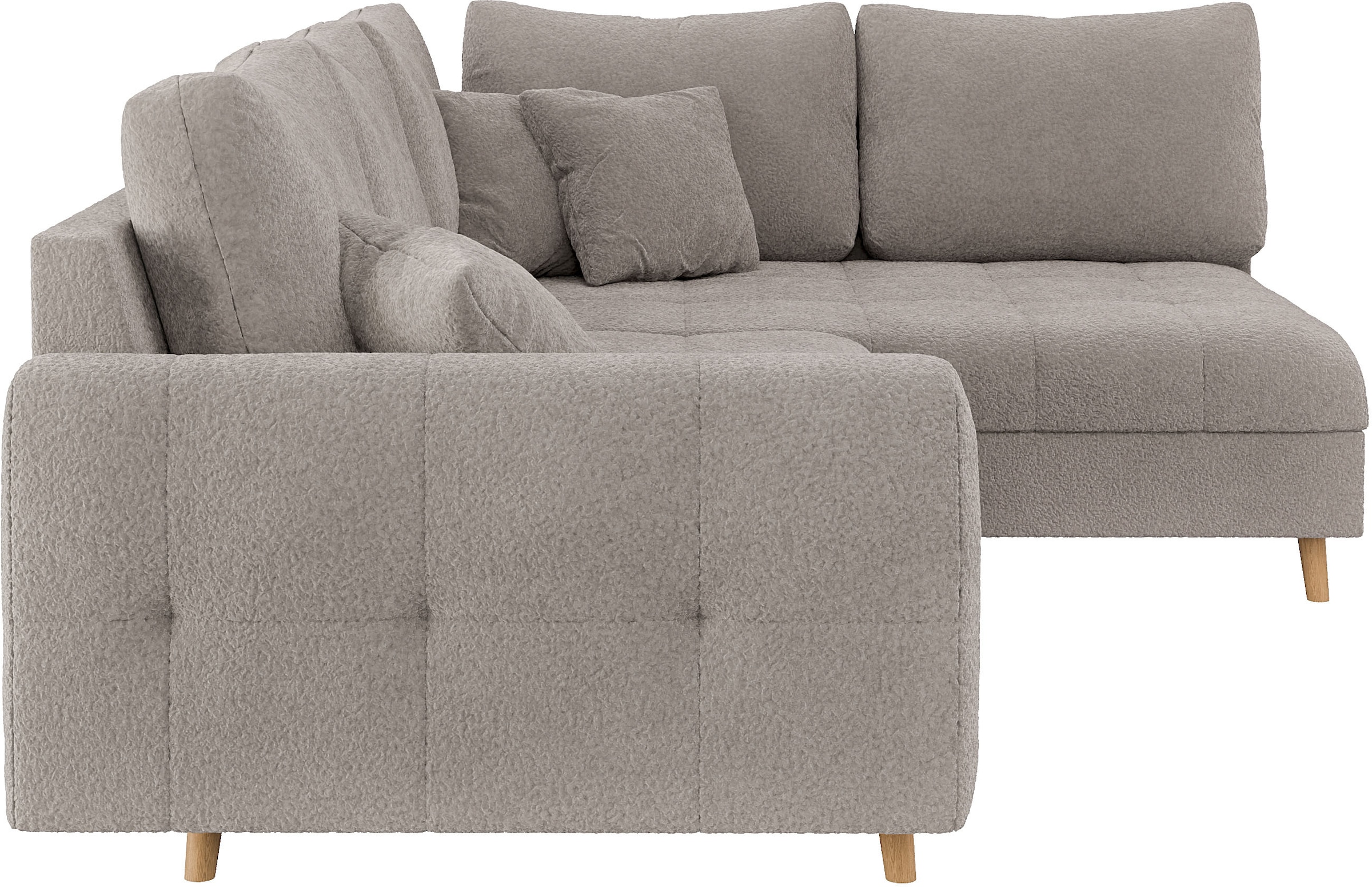 Home affaire Ecksofa »CHARRE L-Form mit Ottomane, Maße B/T/H: 231/161/81 cm«, feine Steppung, lose Rücken- und Zierkissen, auch in Cord und Bouclé
