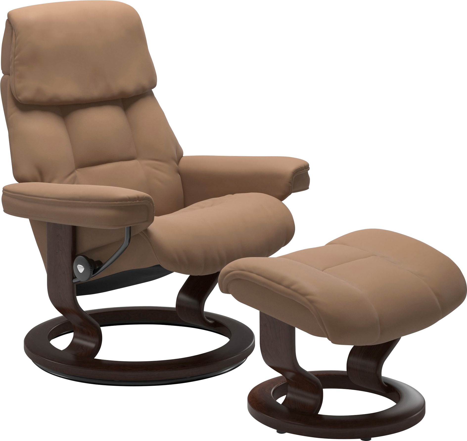 Stressless® Relaxsessel »Ruby«, (Set, Relaxsessel mit Hocker), mit Classic Base, Größe M, Gestell Eiche, Wenge, Braun & Schwarz