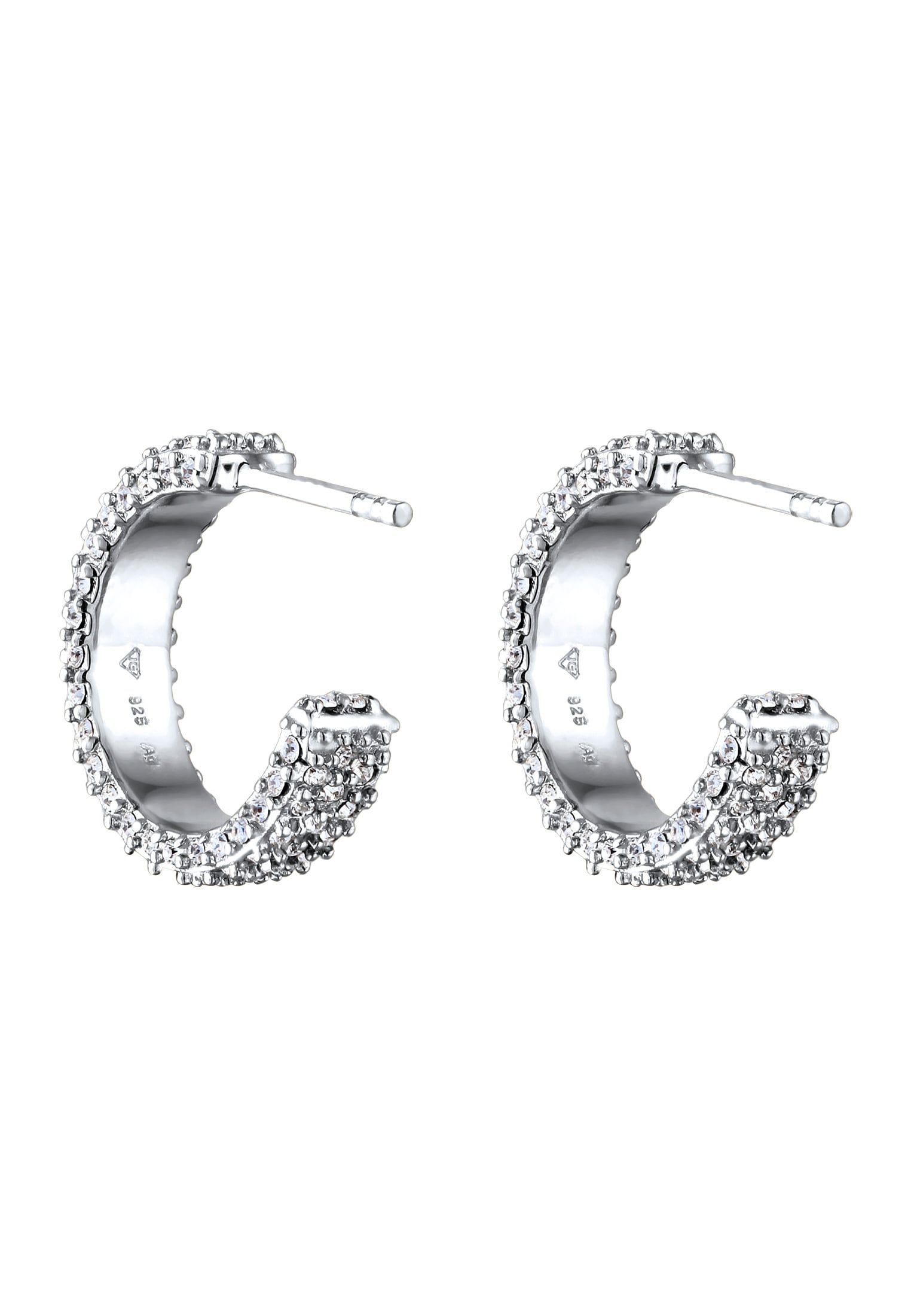 Elli Paar Ohrstecker »Ohrringe Ohrstecker Creolen Glas Kristalle Weiß 925 Sterling Silber«