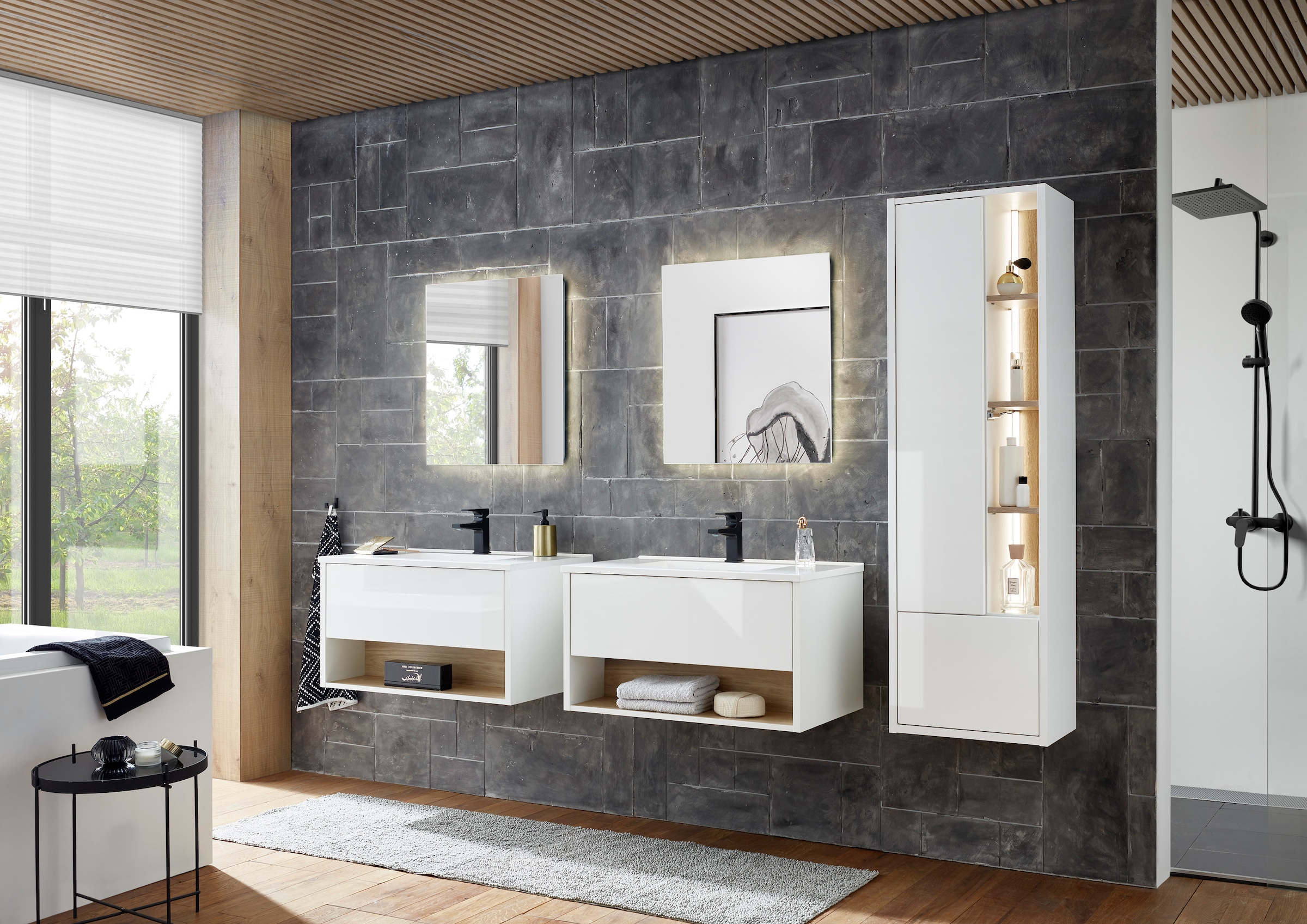 Home affaire Badmöbel-Set »Studio Line, Bad im modernen Design, 5-teiliges Badezimmer« 5 Stk. tlg.