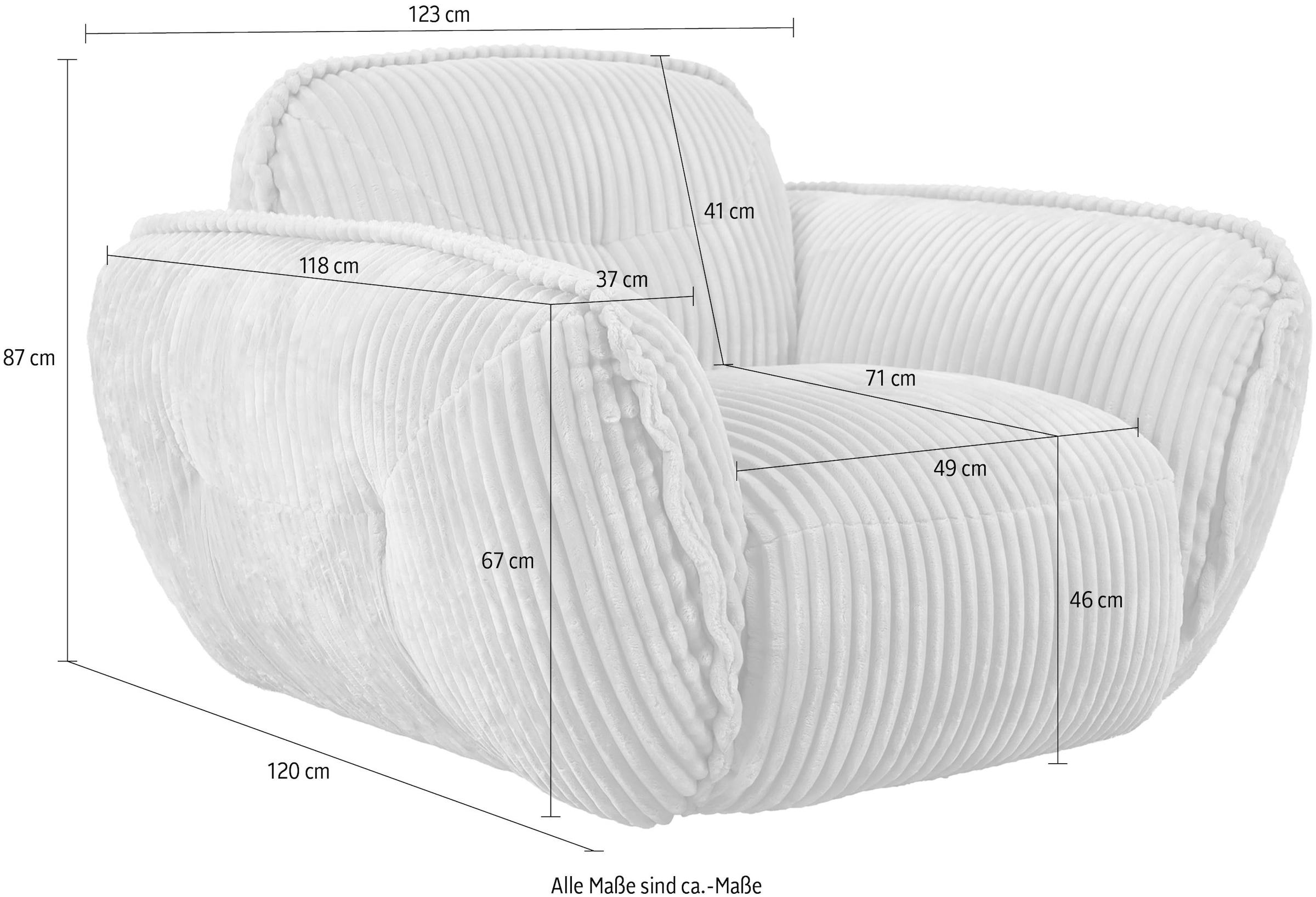 TRENDMANUFAKTUR Sessel »Be Fluffy, mit Rundumbezug, moderner breiter Kedernaht« mit softem Sitzkomfort, in hochwertigem Breitcord mit weicher Haptik