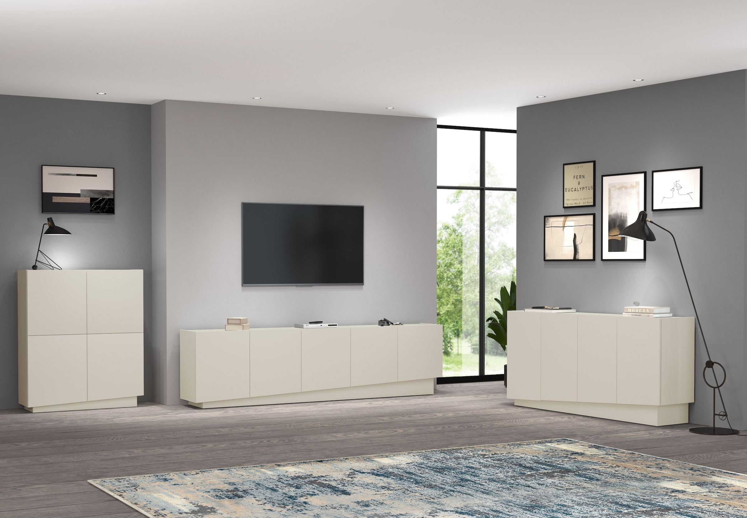 INOSIGN Highboard »VELA, Highboard, Höhe 120 cm,Design mit schrägen Türen«, (1 St.), Made in Italy, Maße-B/T/H: 100x35x120,hohes Sideboard,Anrichte,Kommode