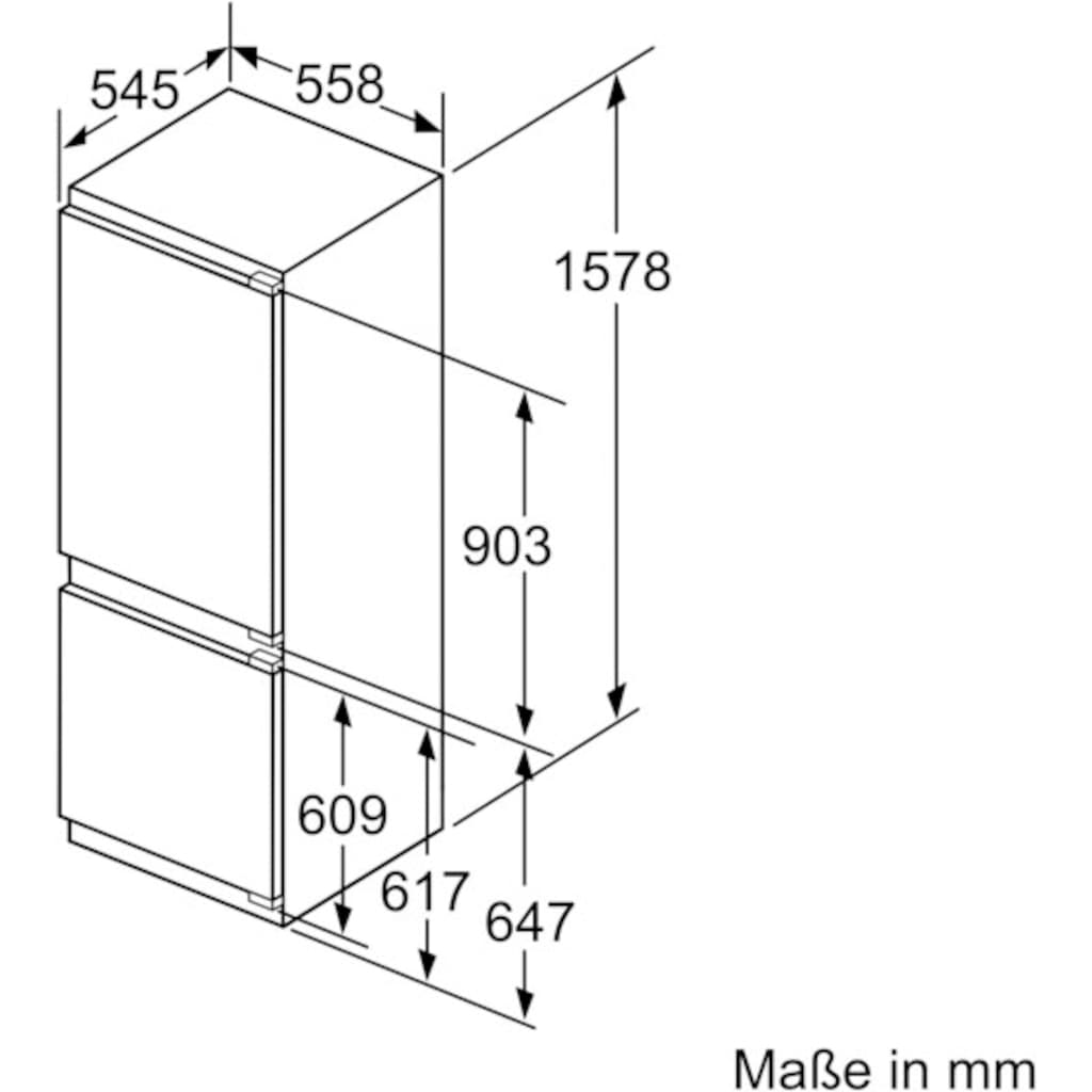 BOSCH Einbaukühlgefrierkombination »KIS77AFE0«, KIS77AFE0, 157,8 cm hoch, 55,8 cm breit