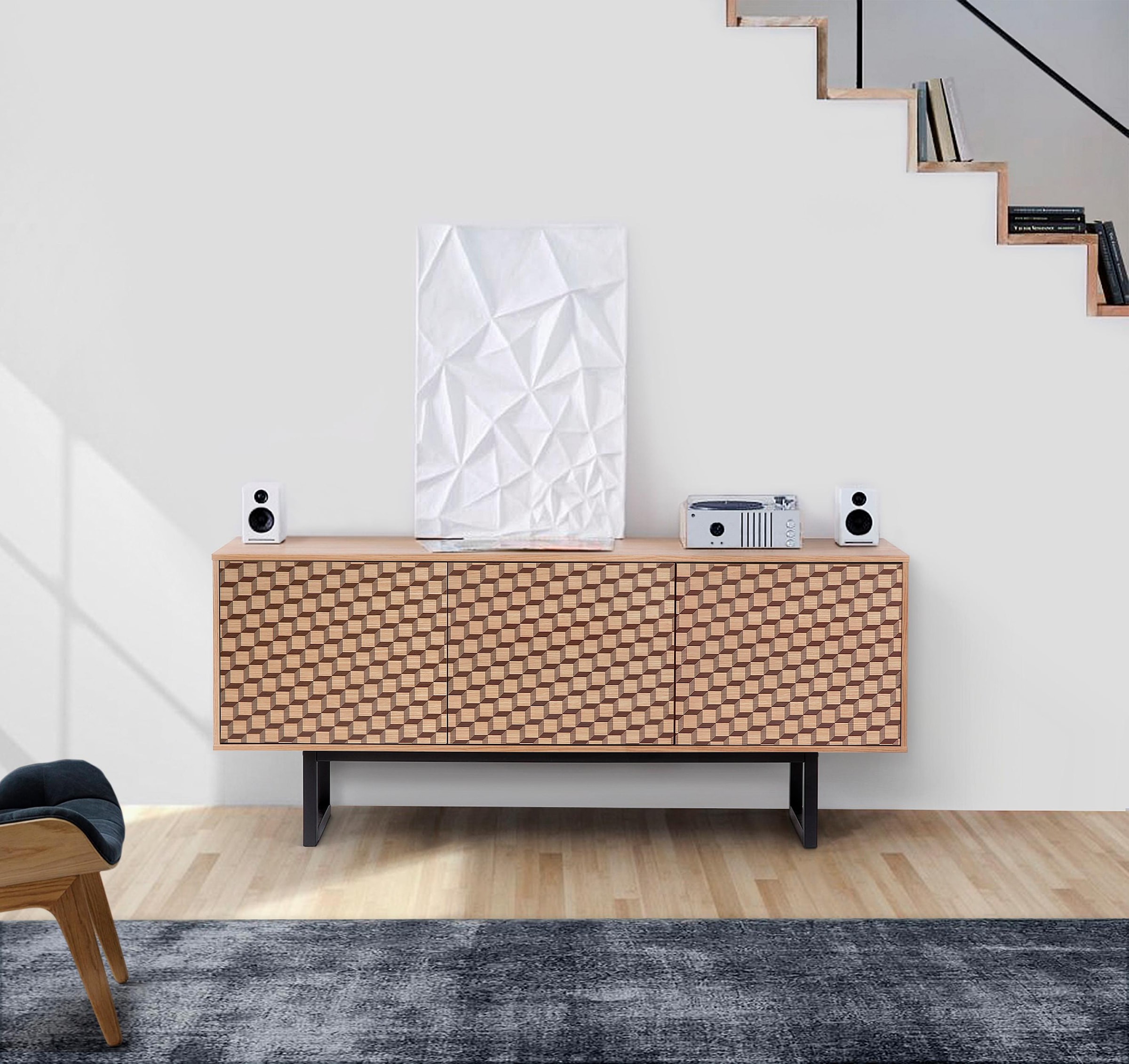 Sideboard »Millie«, Breite 175 cm, mit besonderem Print, mit Push-to open Funktion