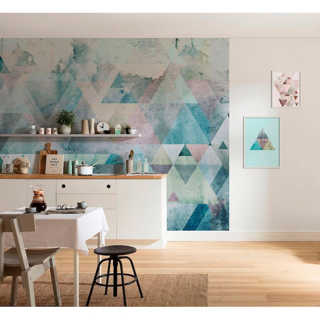 Formen-Kunst, Schlafzimmer, | Komar Jahren Poster online (1 kaufen Garantie St.), Top »Triangles Kinderzimmer, Wohnzimmer 3 mit XXL Blue«,
