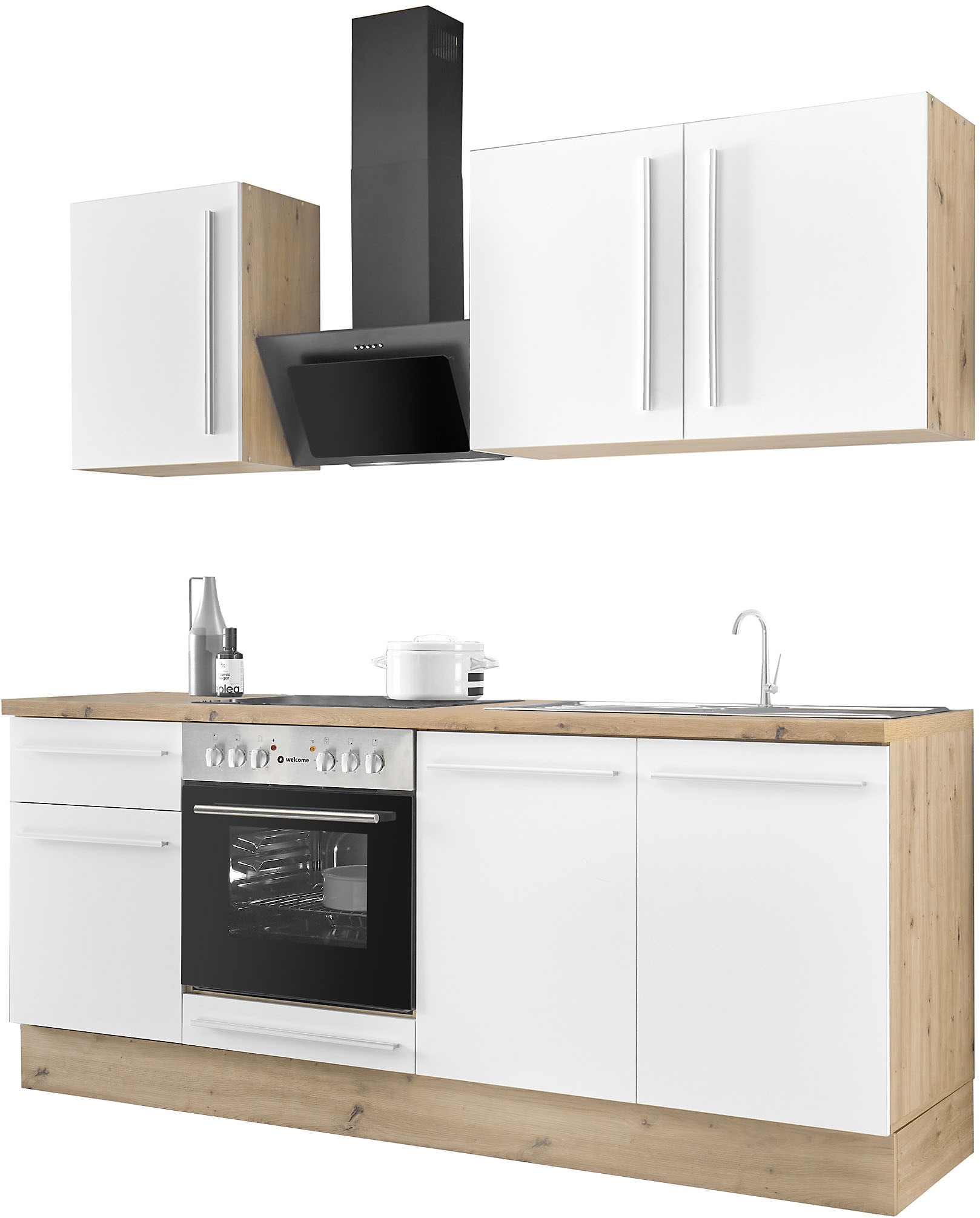 KOCHSTATION Küchenzeile »KS-Florida mit 38mm starker Arbeitsplatte« Breite 210 cm, wahlweise mit E-Geräten, mit Soft-Close-Funktion