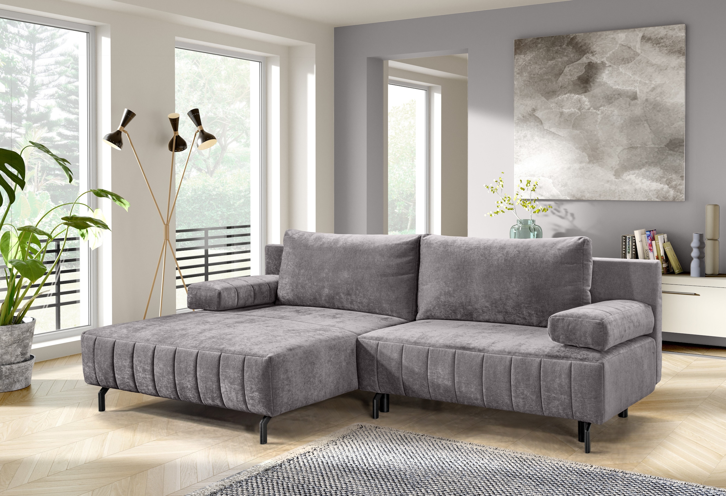 exxpo - sofa fashion Ecksofa inkl. Bettfunktion und Bettkasten, 15cm bodenfrei, Breite 262cm