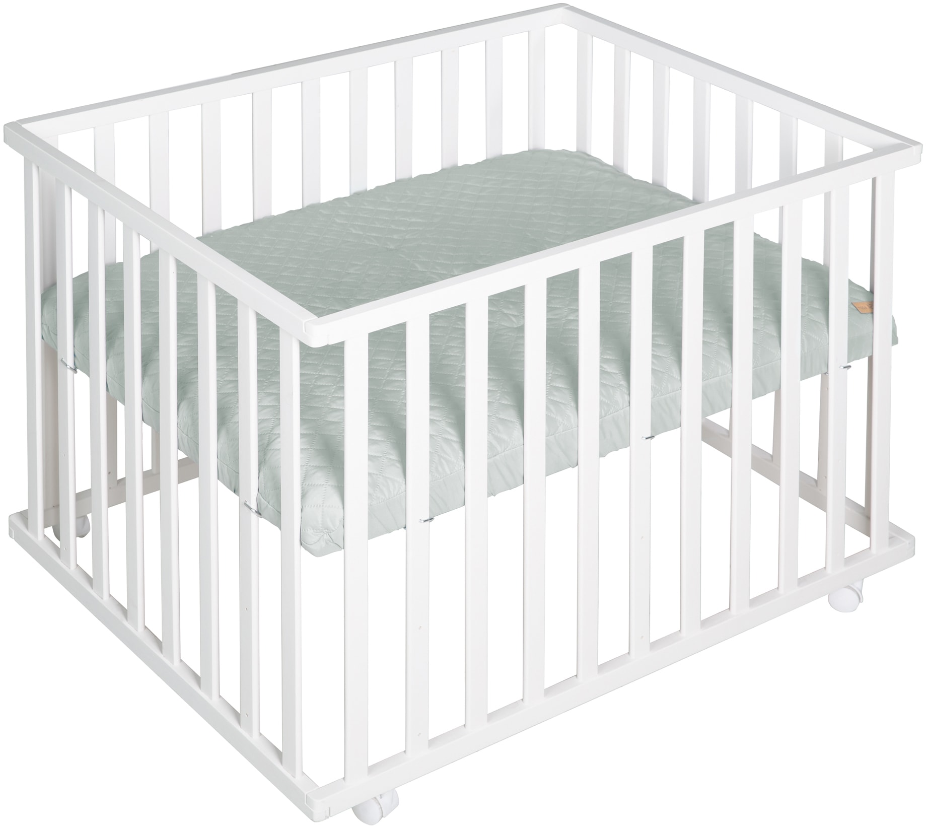 roba® Laufgitter »Style weiß, 75x100 cm«, bis 15 kg, mit Laufgittereinlage frosty green