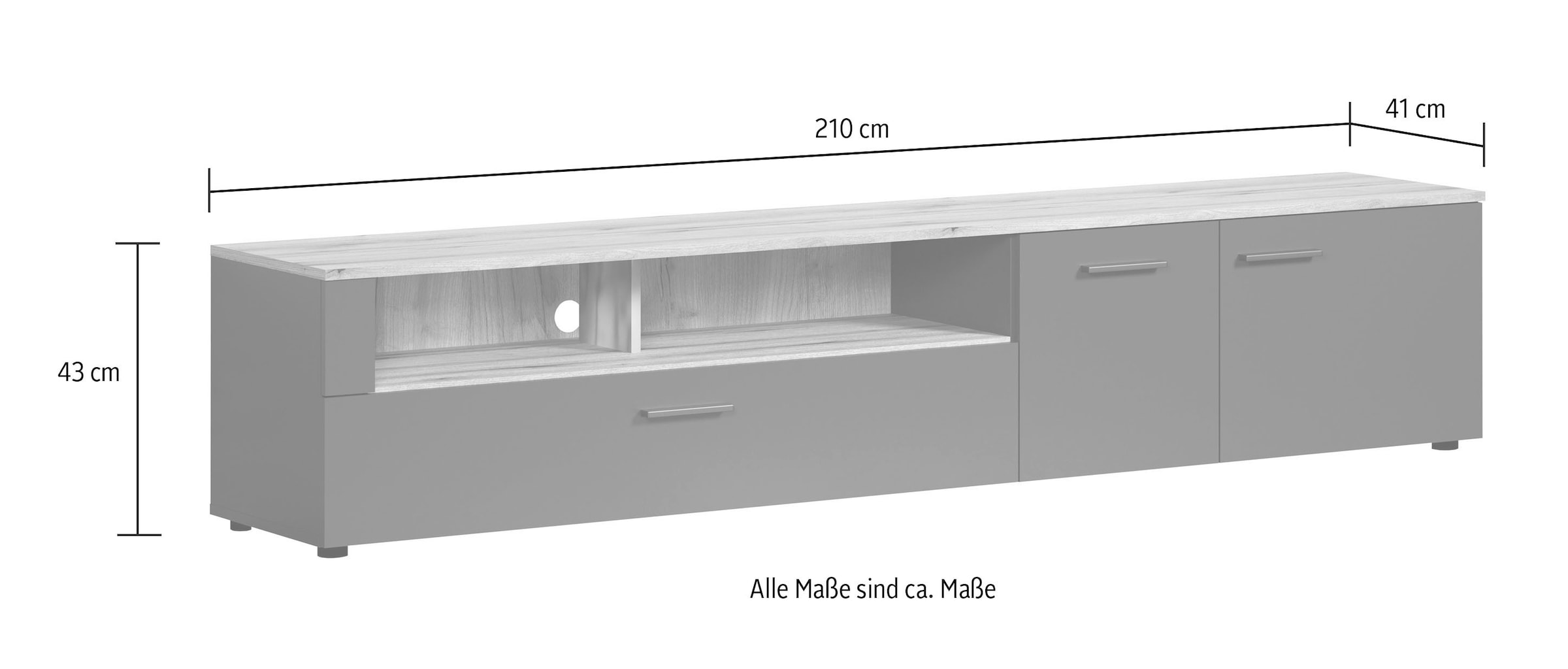 Home affaire Lowboard »Estepona TV-Kommode« 1 Stk. tlg. TV-Board, Breite 210 cm, Elegant und modern