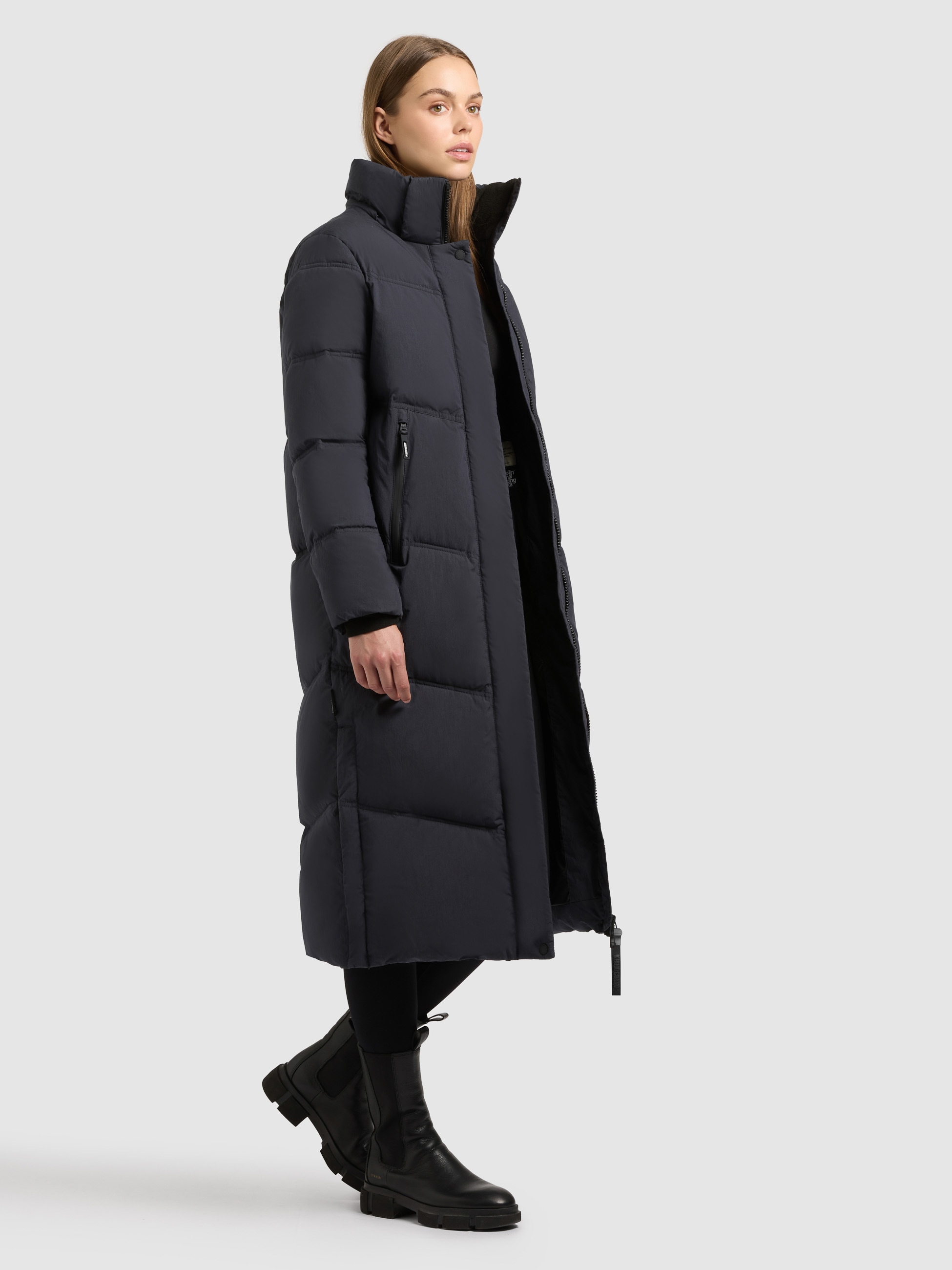 khujo Steppmantel »RITZ«, praktische Seitenschlitze mit Reißverschluss, abnehmbare Kapuze
